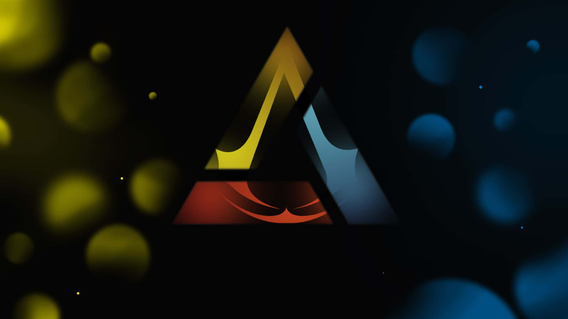 Abstergo, geometric triangle, yellow red and blue gradients, Full HD Desktop Wallpaper