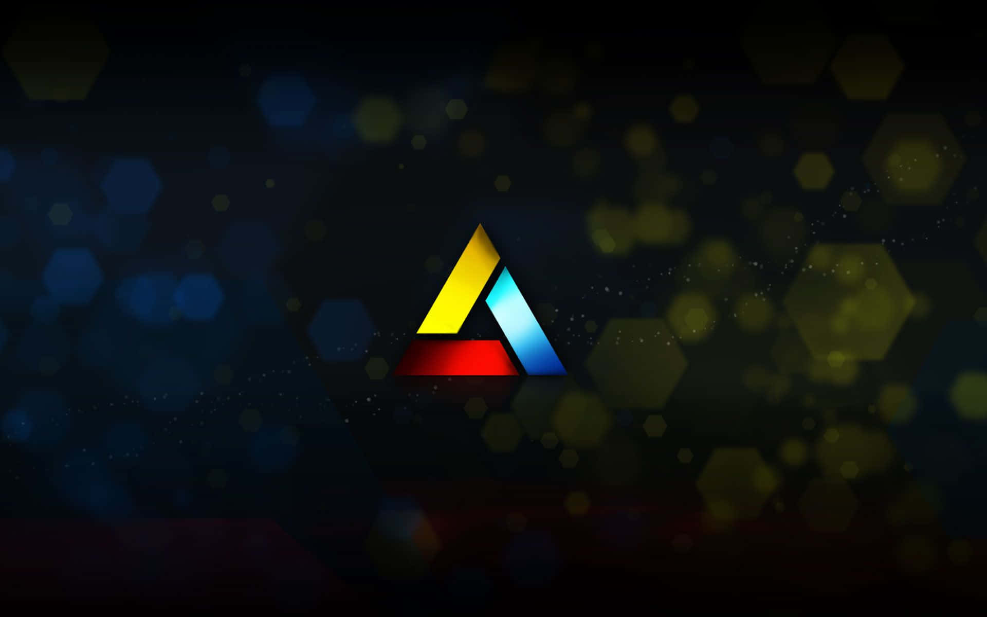 Abstergo, triangular logo, yellow blue and red segments, Full HD Desktop Wallpaper