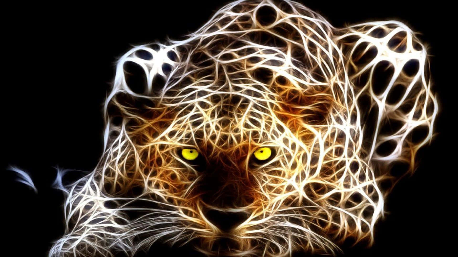 abstract lion artwork, fractal lion head, fiery yellow eyes, Full HD Desktop Wallpaper