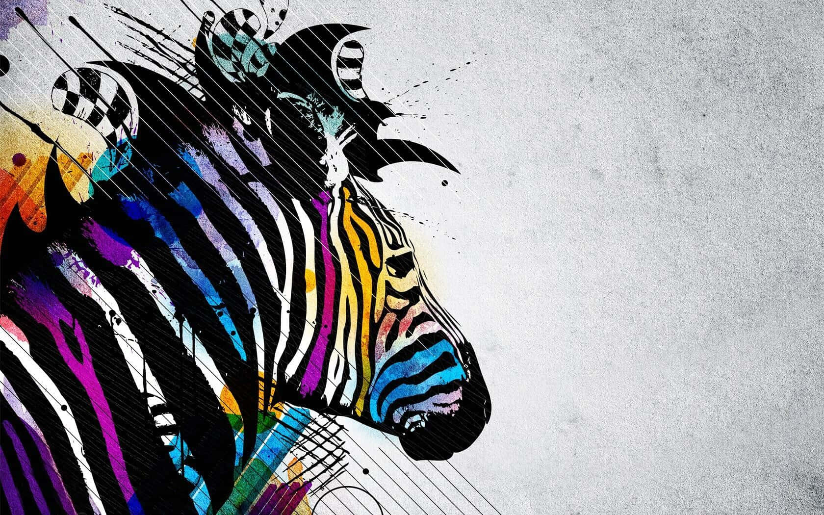 colorful abstract zebra art, graffiti-style zebra head, rainbow stripes, HD Desktop Wallpaper