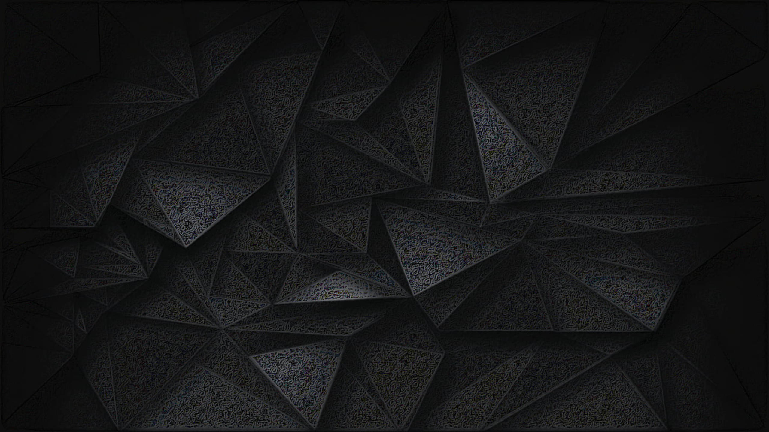 textured black platonic solid, geometric facets, moody, 2K Desktop Wallpaper
