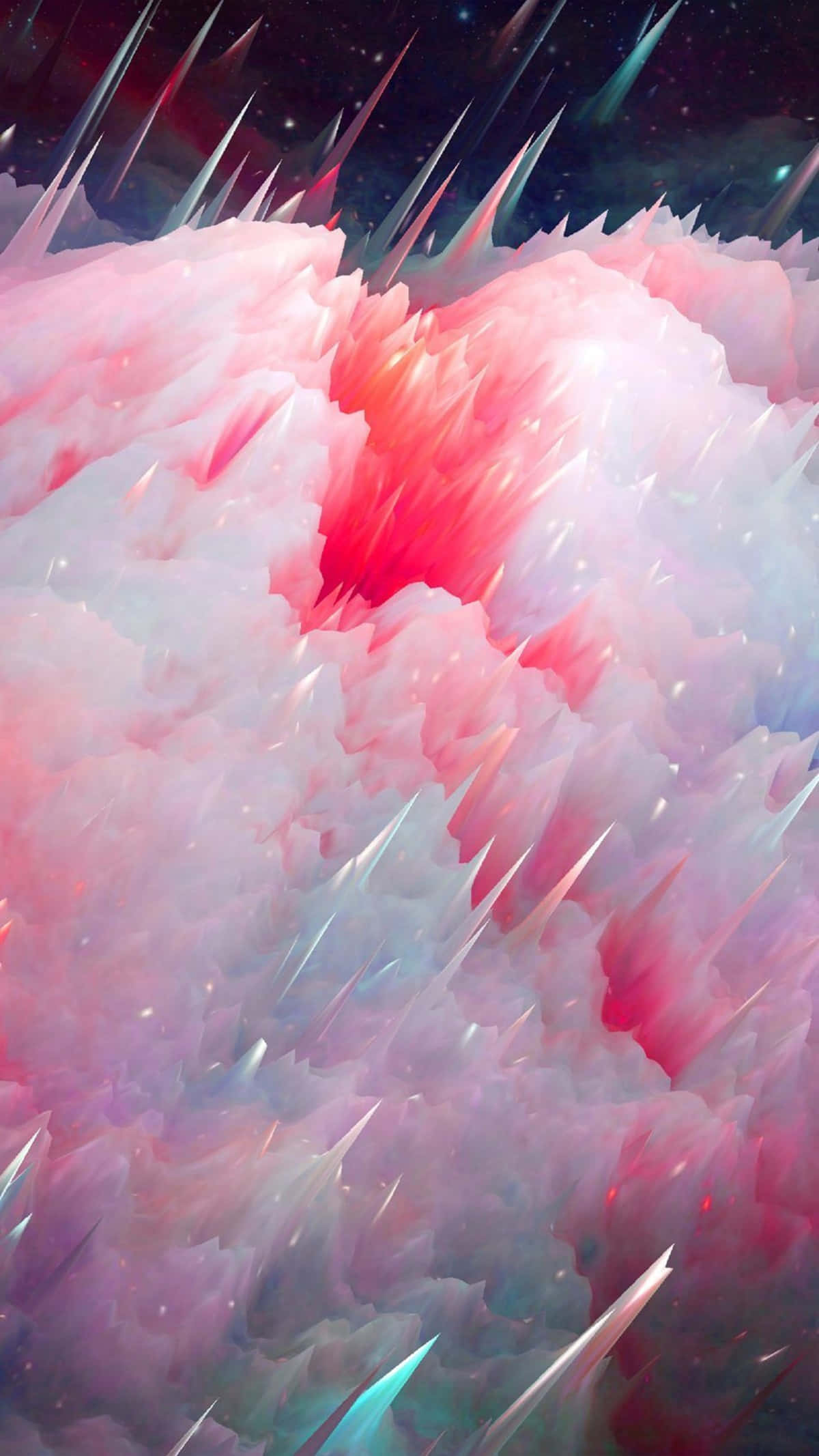 pastel clouds, pink, teal, Full HD Phone Wallpaper