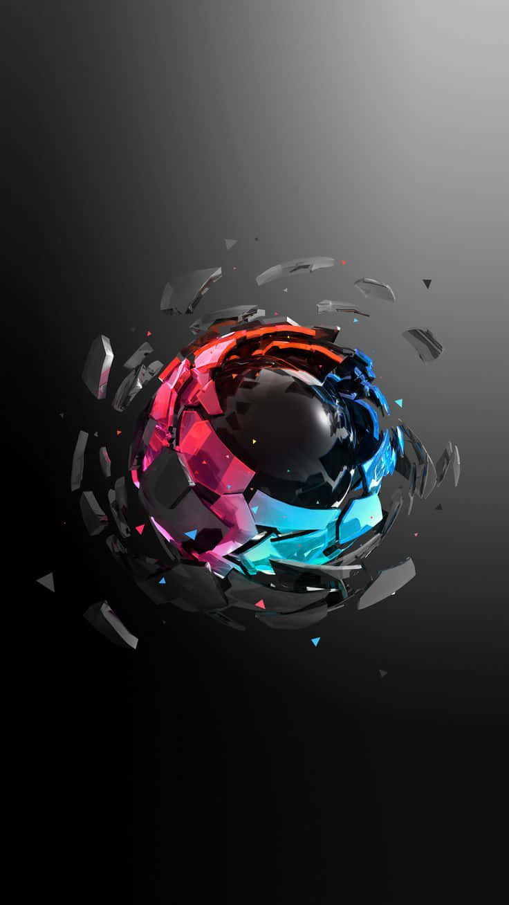 shattered sphere, vibrant pink and blue crystalline fragments, dark gradient background, HD Phone Wallpaper