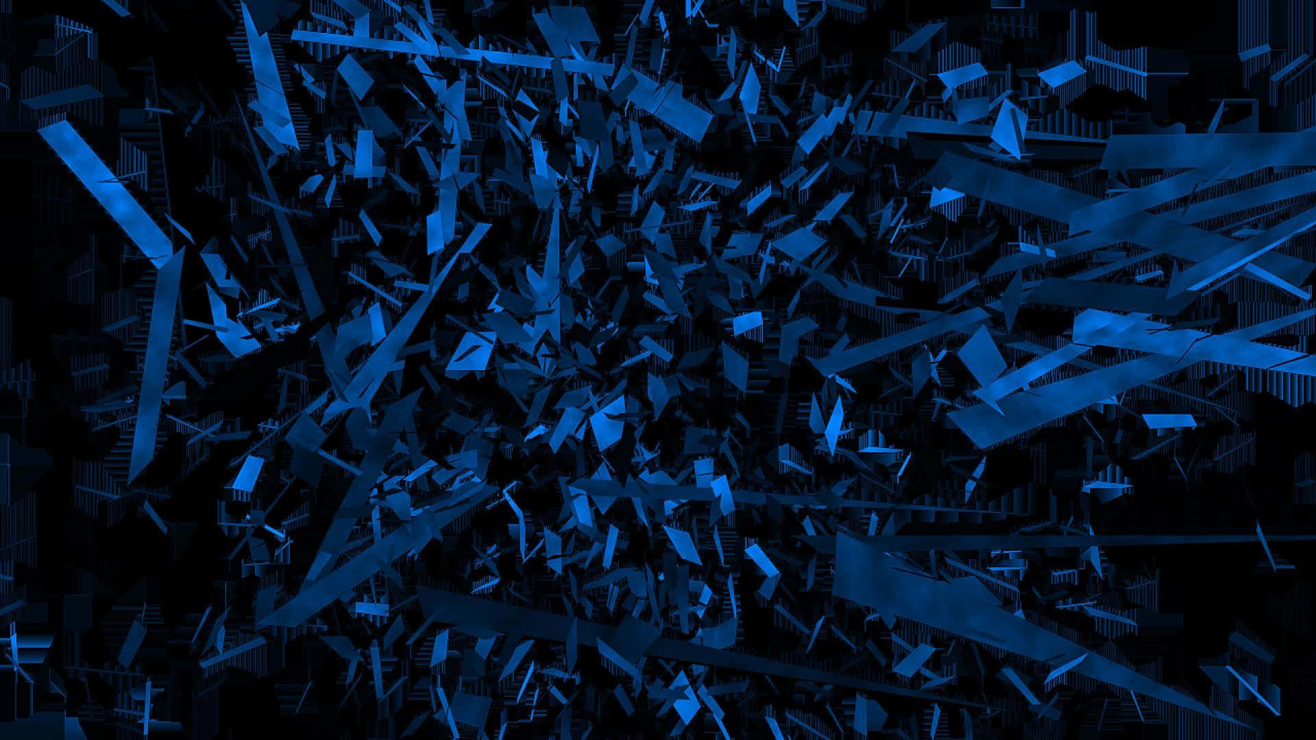 abstract blue chaos, sharp blue geometric shards, deep black void, Full HD Desktop Wallpaper