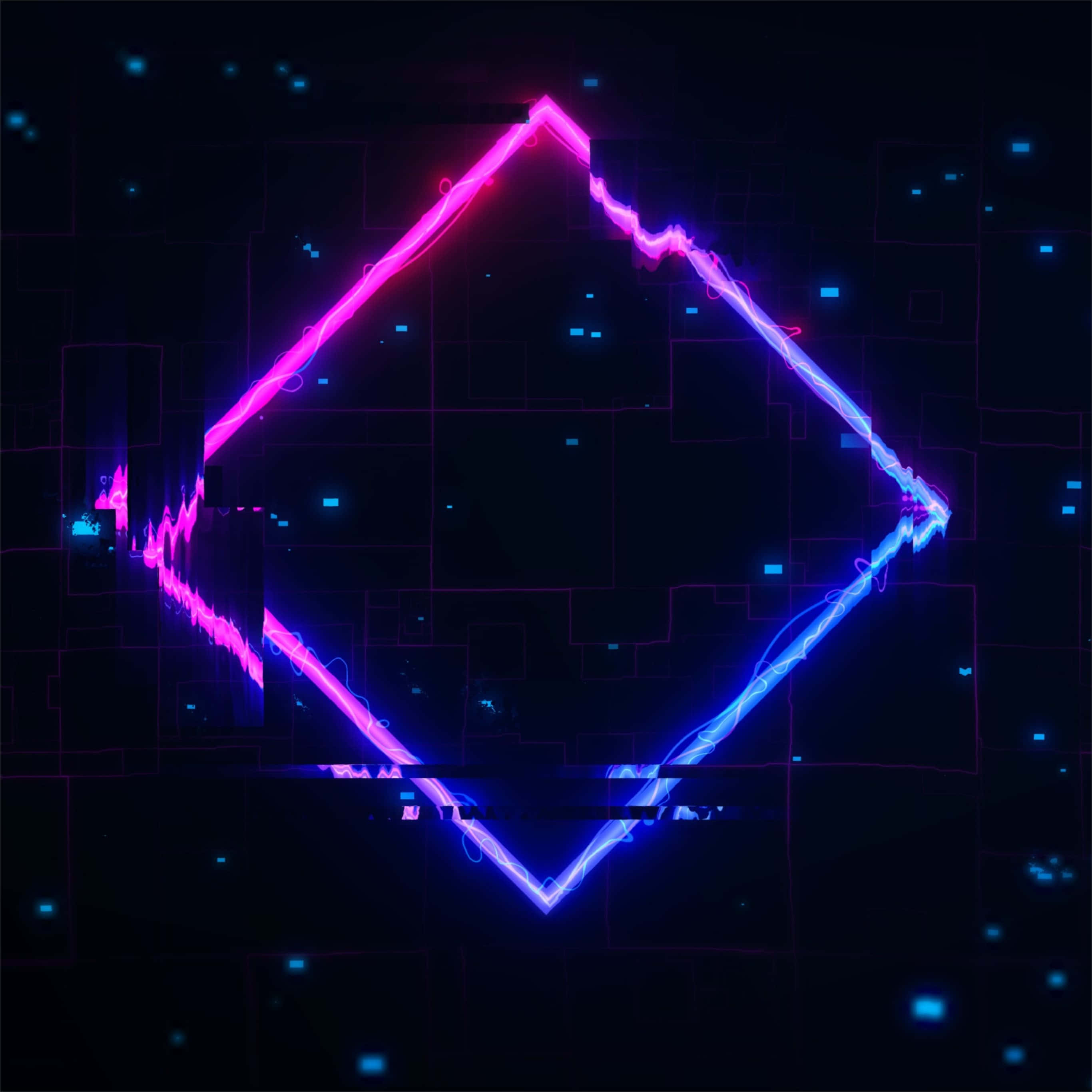 neon diamond, pink and blue neon, dark grid, 2K Desktop Wallpaper