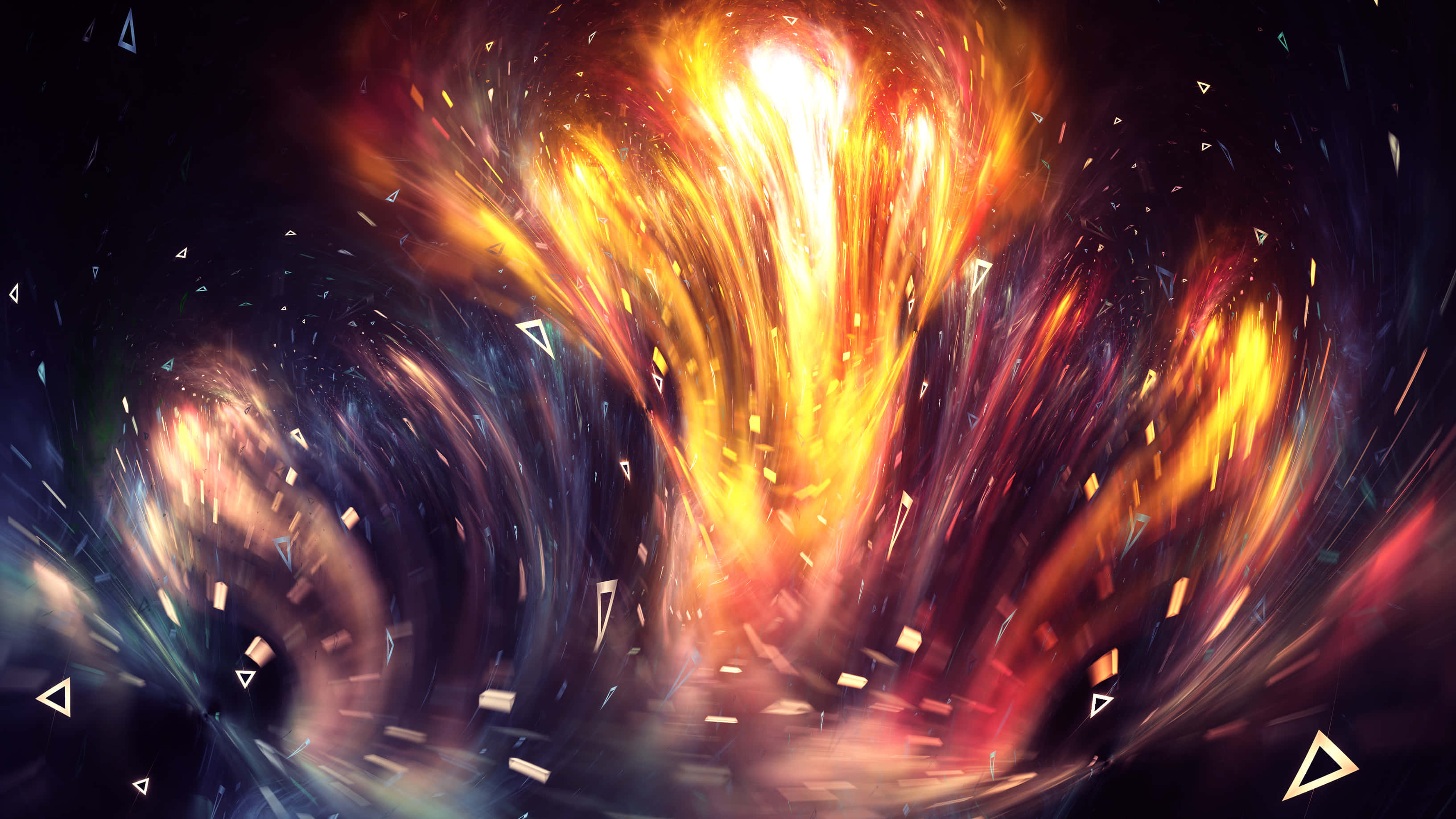 cosmic inferno abstract, fiery orange, gold, 2K Desktop Wallpaper