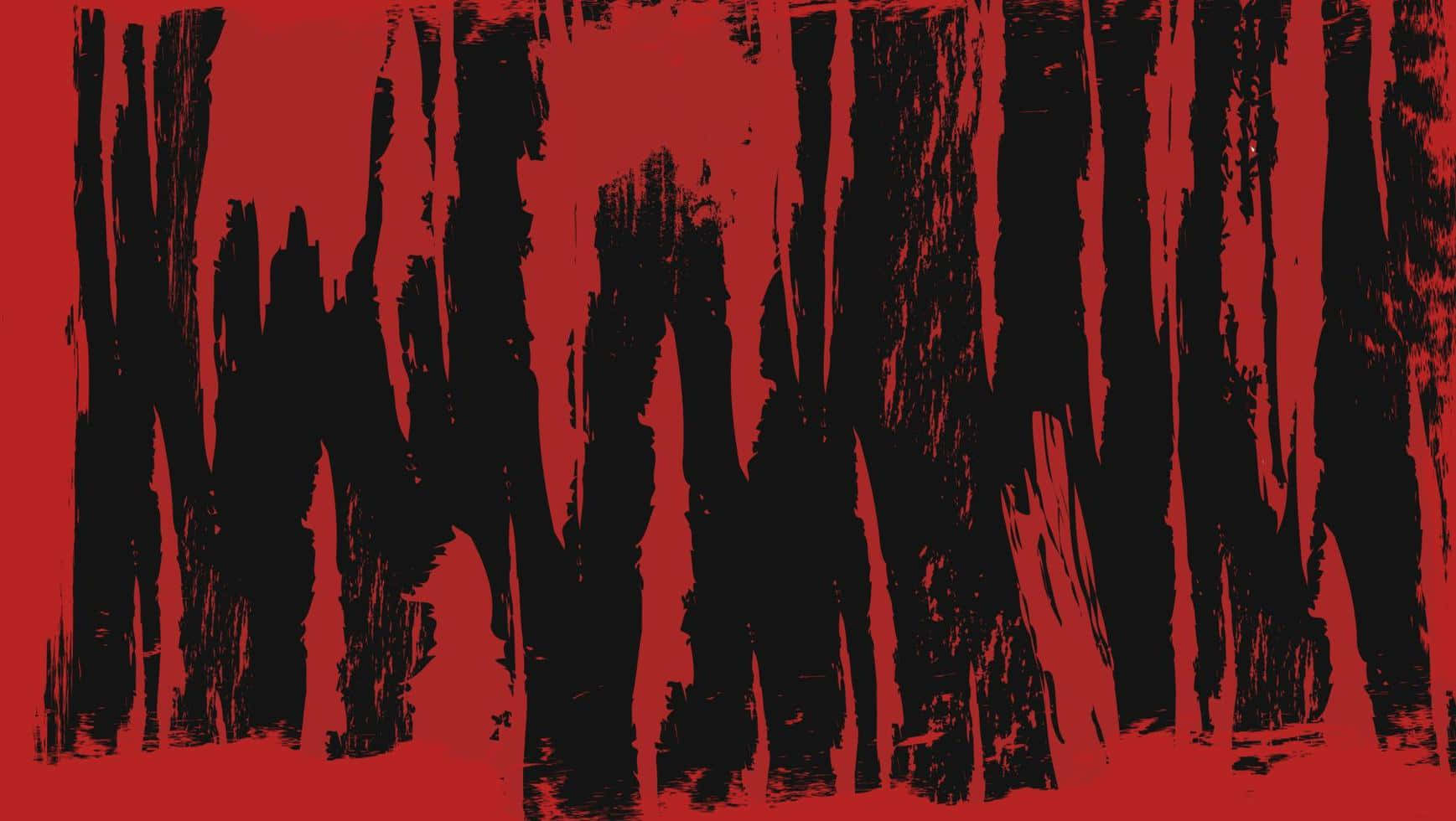 crimson black abstract stripes, vivid red background, black brushstroke slashes, HD Desktop Wallpaper