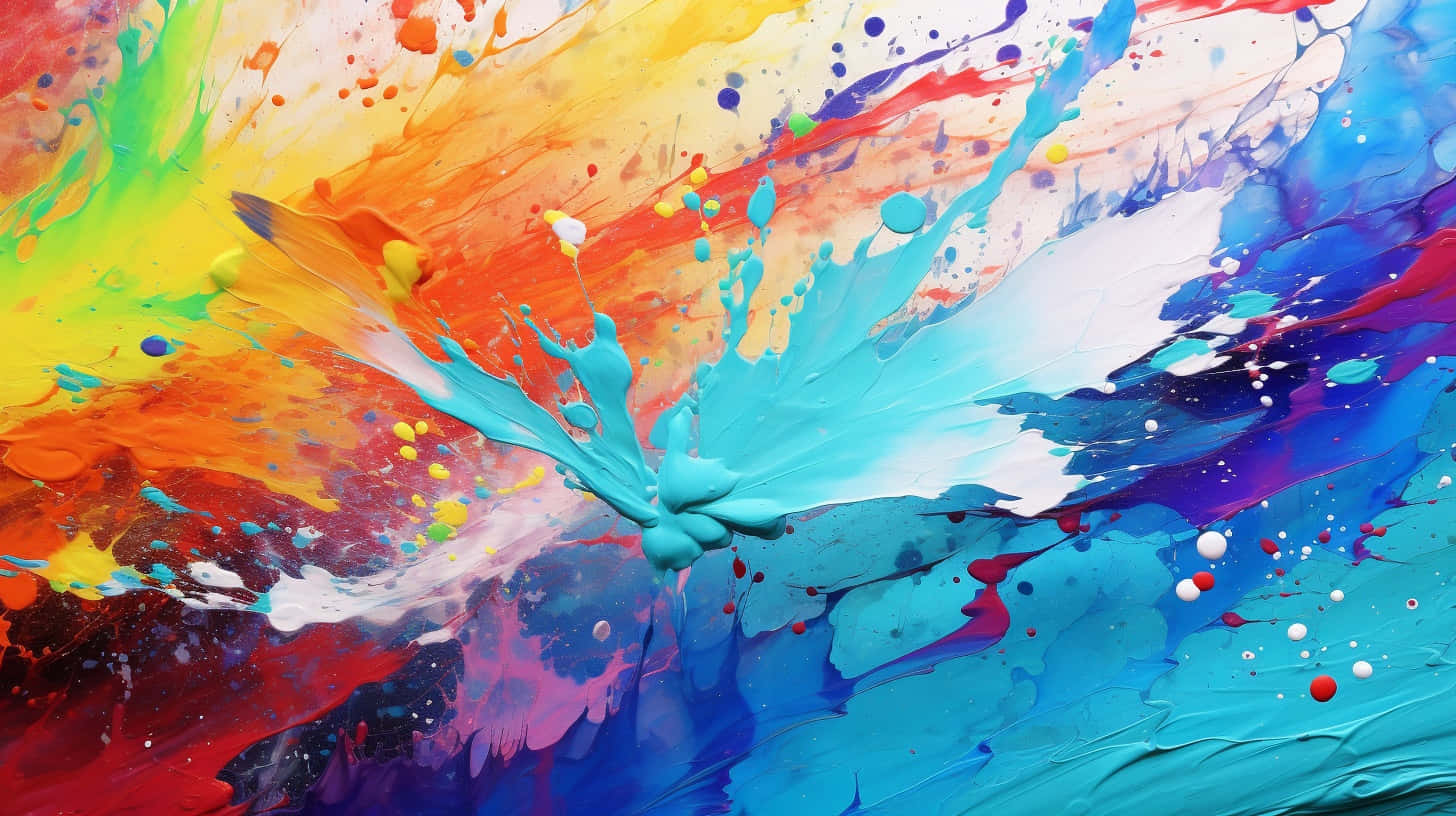 vibrant paint splatters, rainbow hues, abstract, HD Desktop Wallpaper