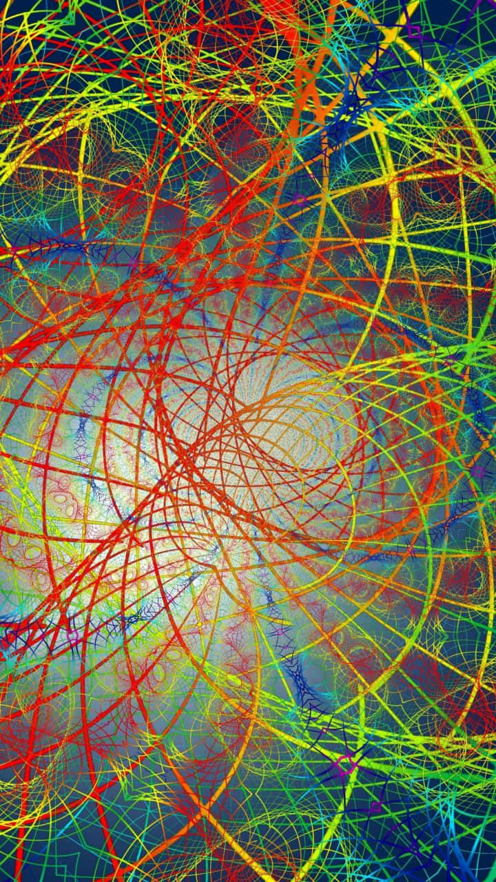 vibrant neon lines, chaotic fractal patterns, dark blue background, HD Phone Wallpaper