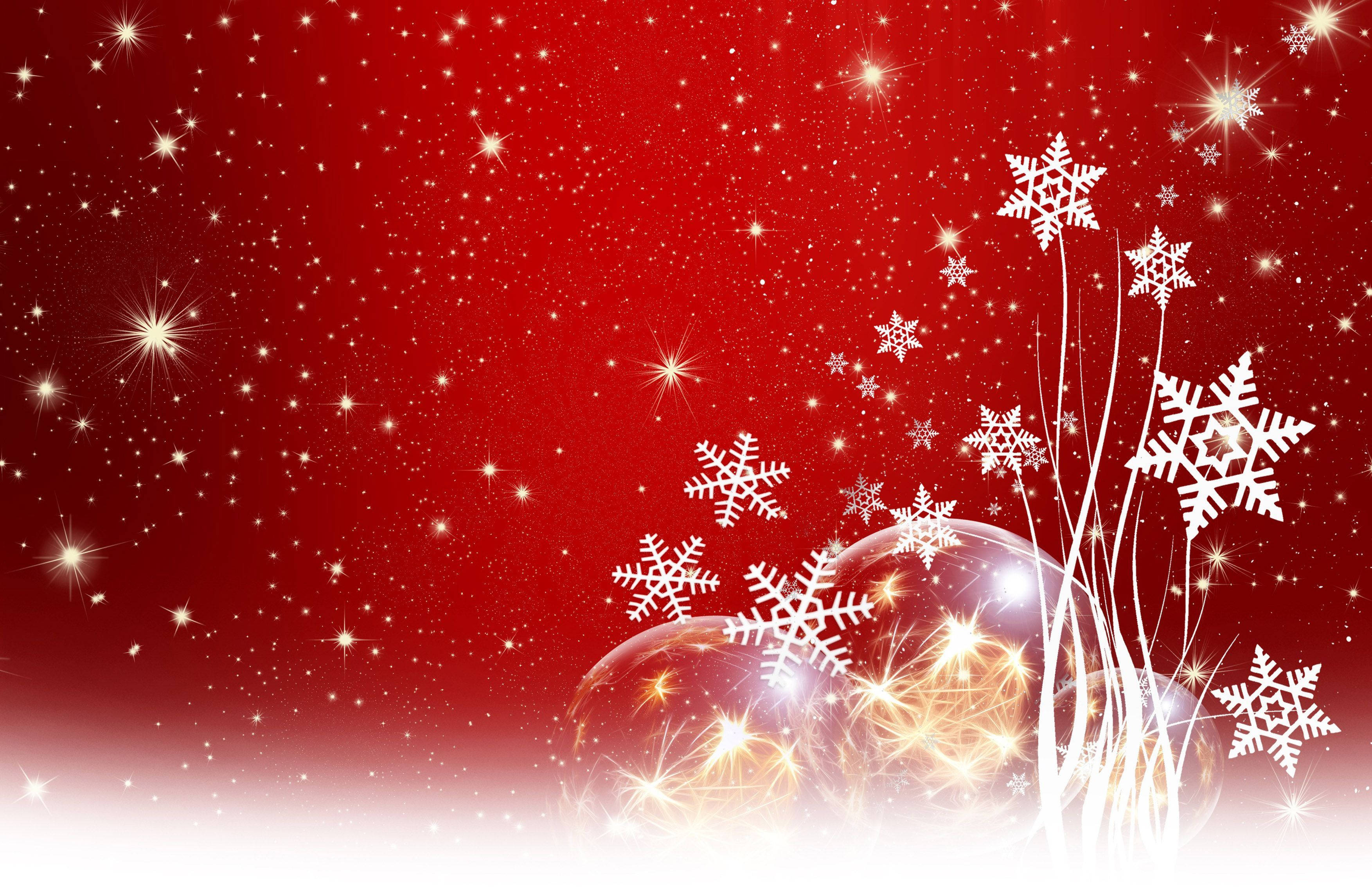 Sparkling Merry Christmas Background, vibrant red, sparkling stars, 2K Desktop Wallpaper