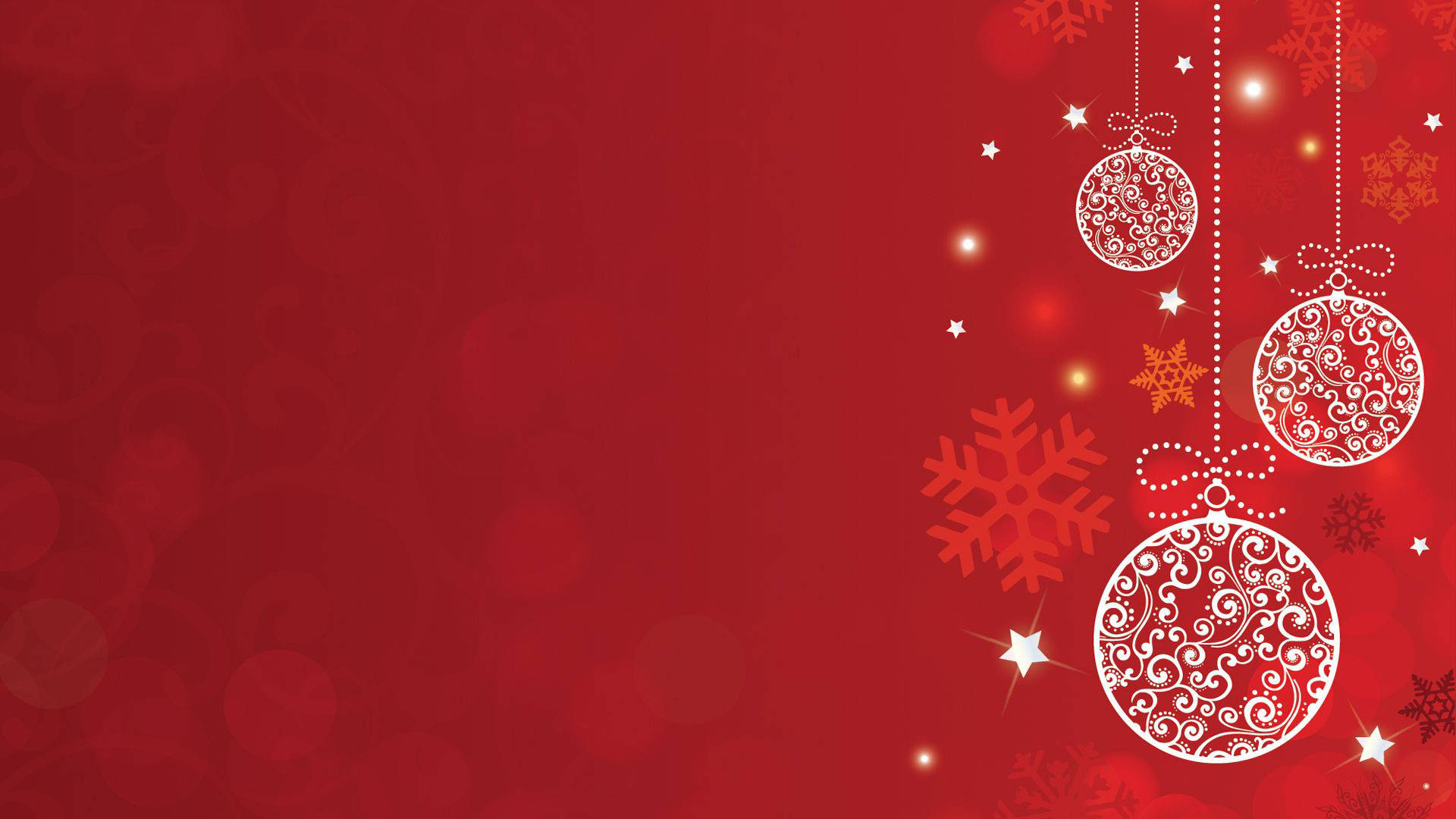 red bokeh background, white ornate ornaments, snowflakes, Full HD Desktop Wallpaper