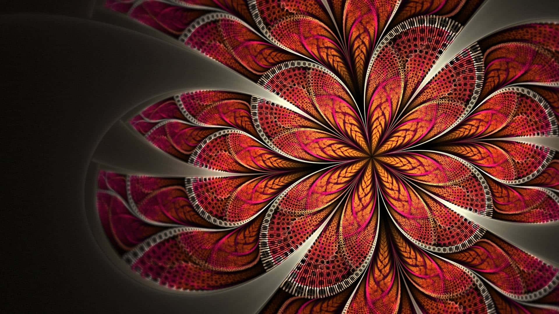 Abstract Desktop, fractal flower, fiery reds and oranges, Full HD Desktop Wallpaper
