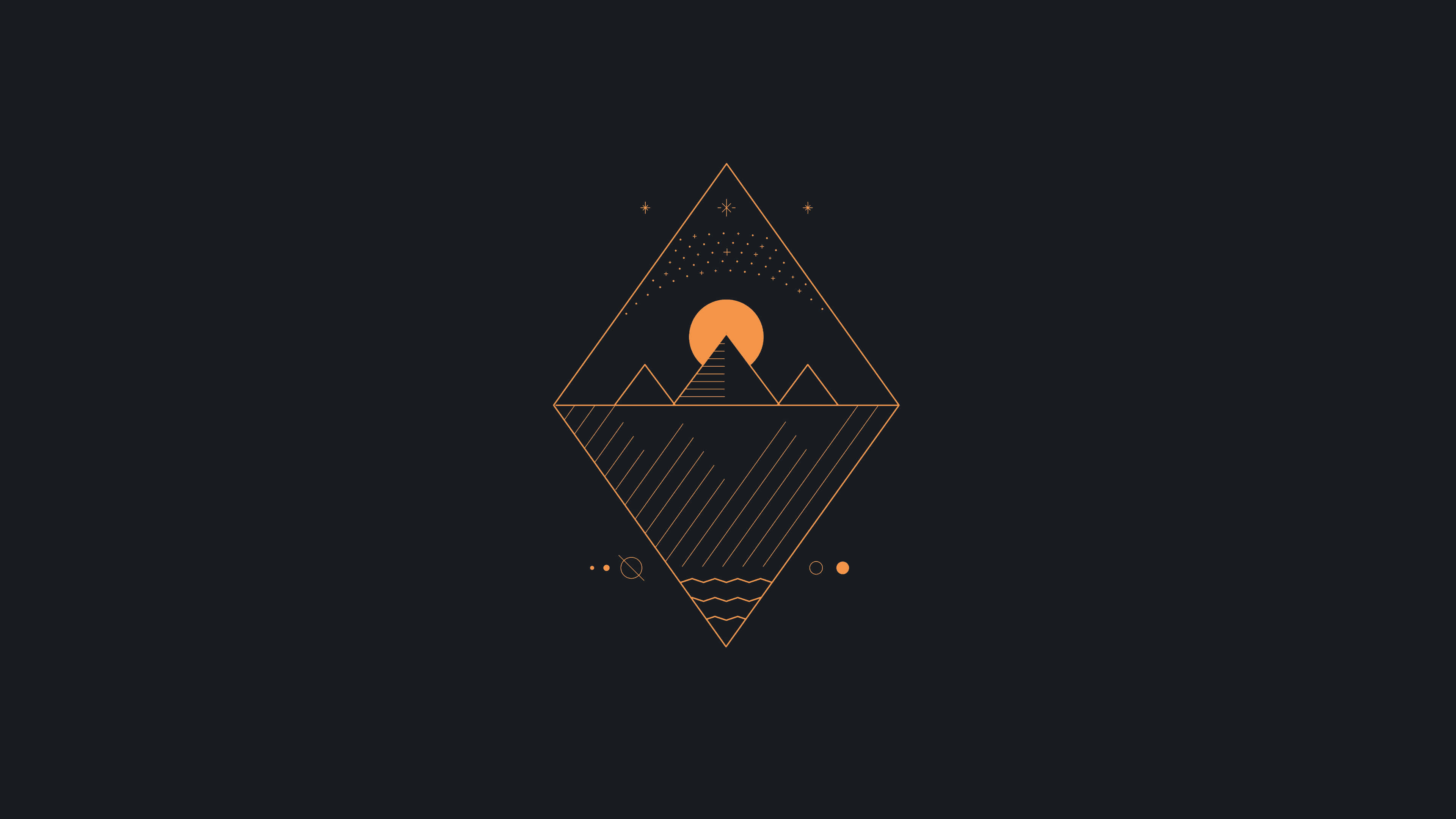 minimalist abstract, geometric pyramid, diamond frame, 4K Desktop Wallpaper
