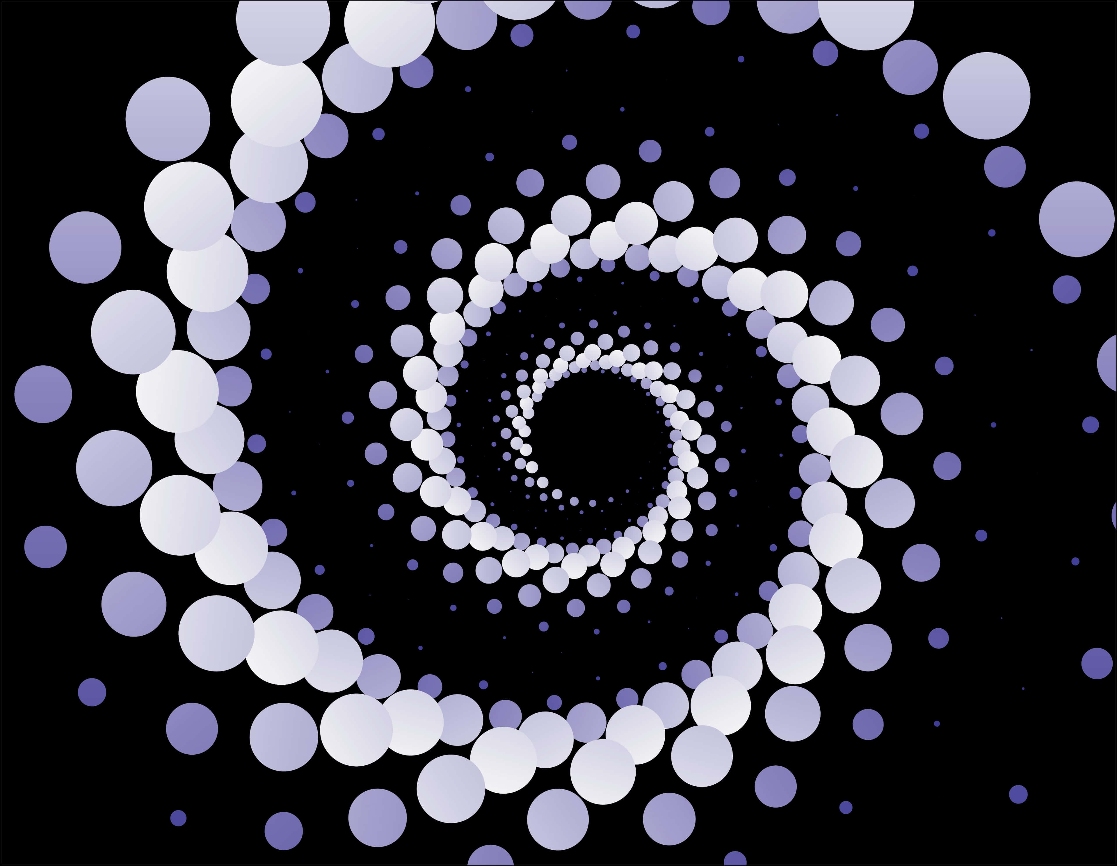 abstract spiral dots pattern, white circles, lavender circles, 4K Desktop Wallpaper