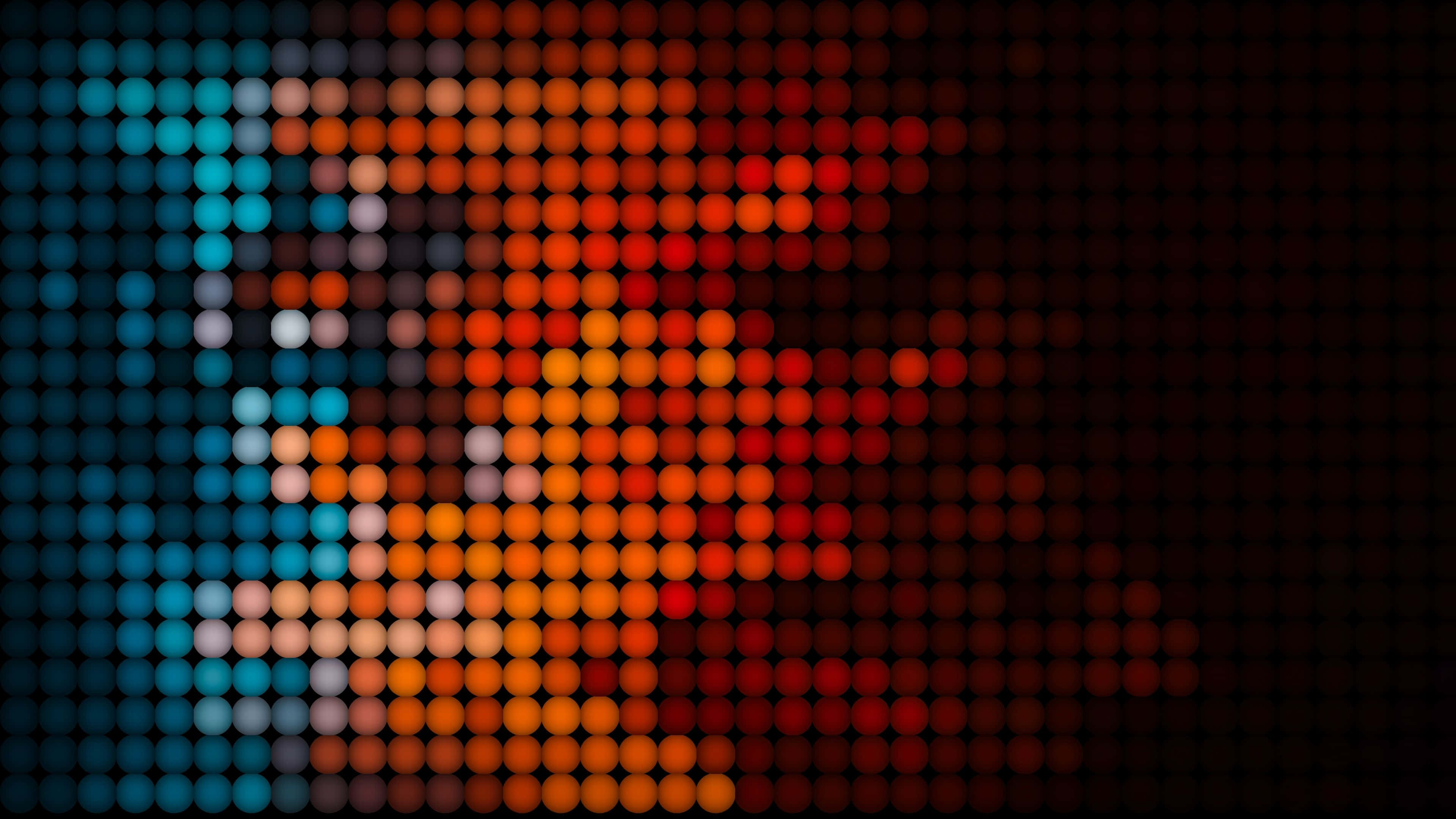 abstract dot mosaic background, glowing dots, warm orange and cool blue hues, 4K Desktop Wallpaper