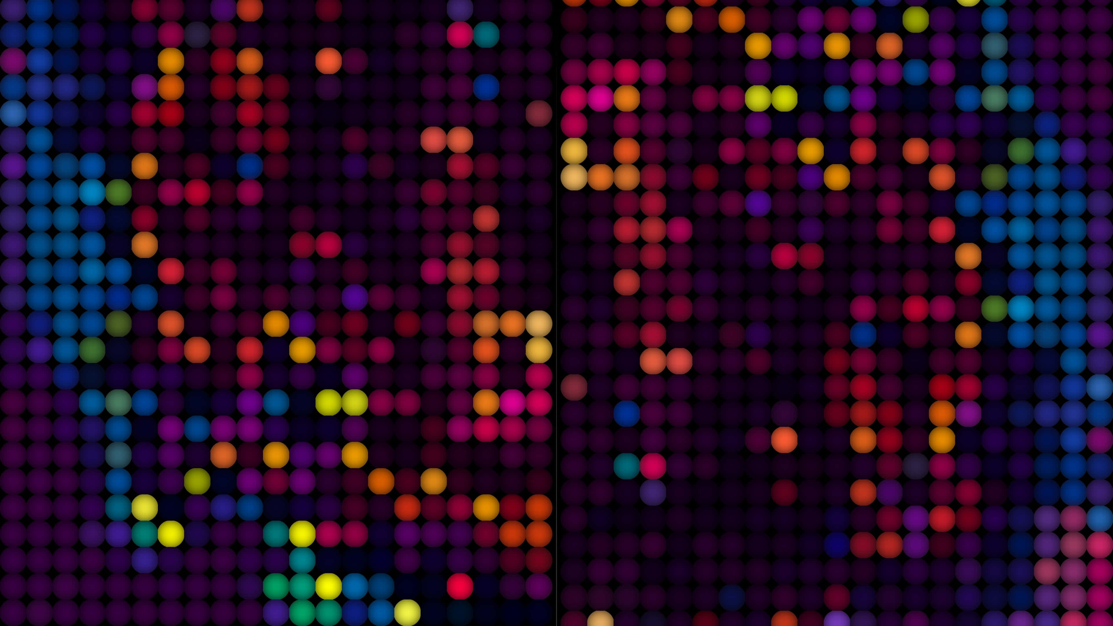 abstract bokeh dots, glowing multicolored dots, pixelated mosaic, 4K Desktop Wallpaper