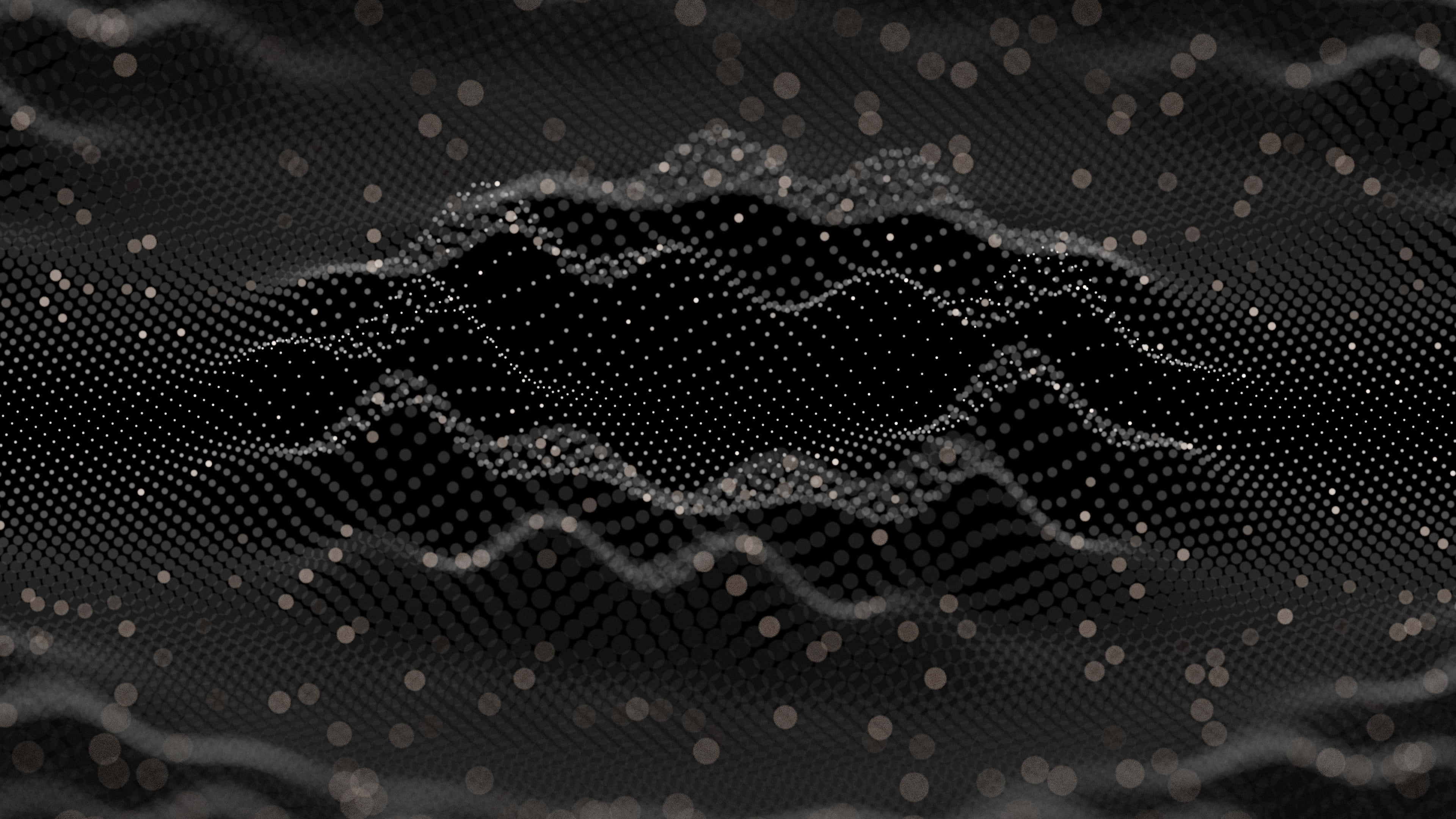abstract digital wave, glowing silver dots, undulating hills and valleys, 4K Desktop Wallpaper
