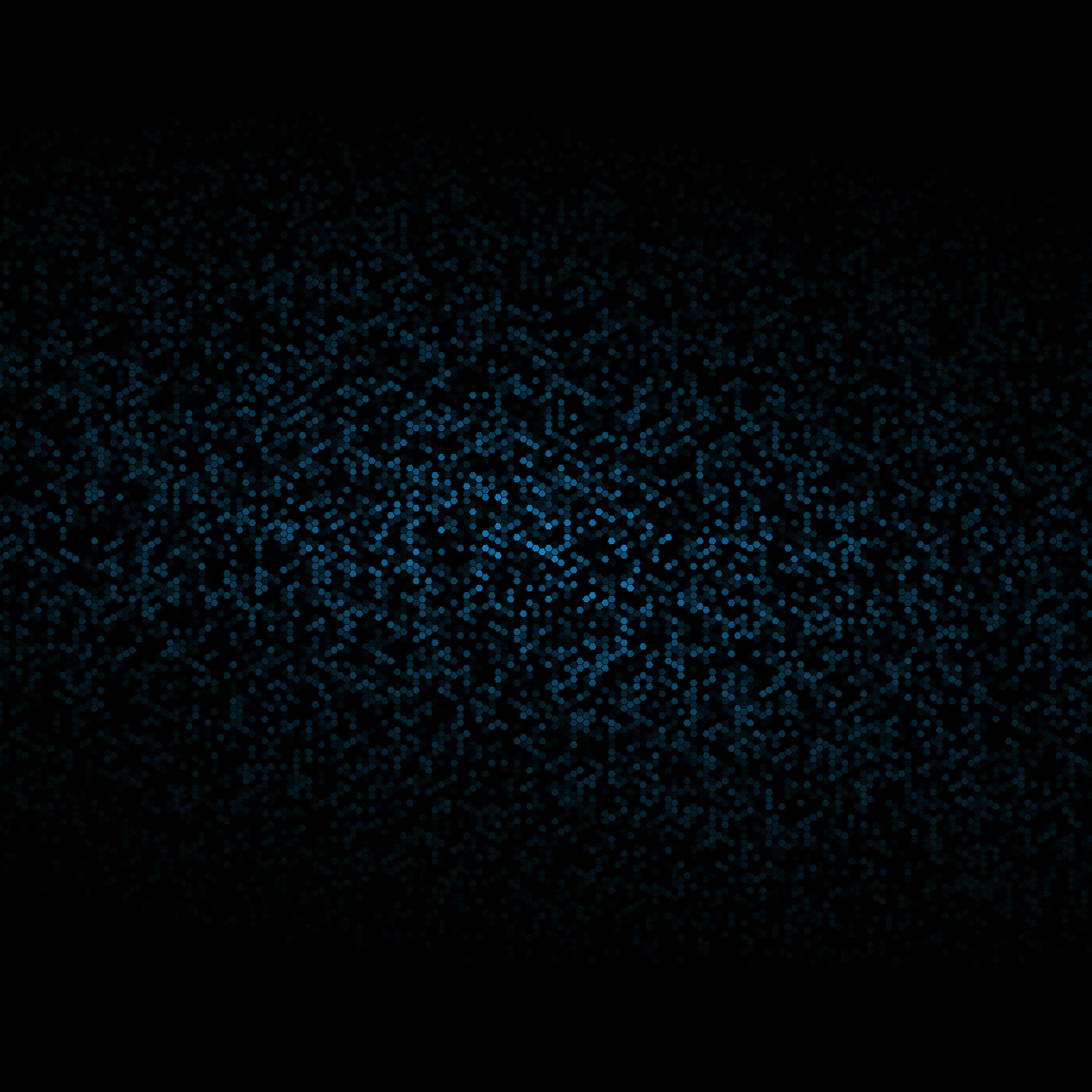 blue digital particle field, glowing blue dots, central hexagonal cluster, 2K Desktop Wallpaper