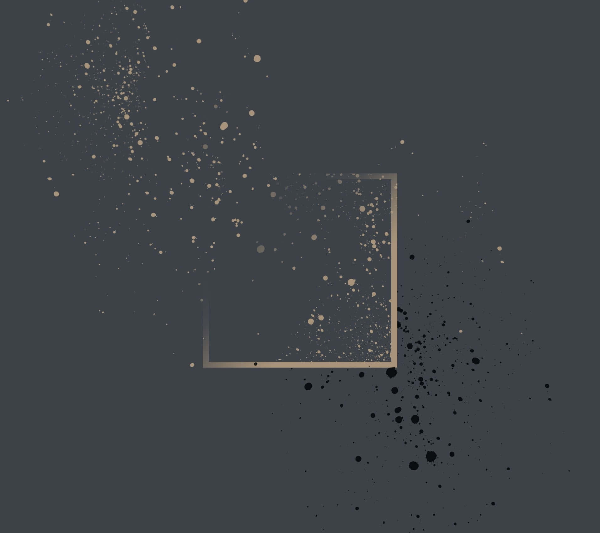 dark gray background, gold square frame, gold speckles, HD Desktop Wallpaper