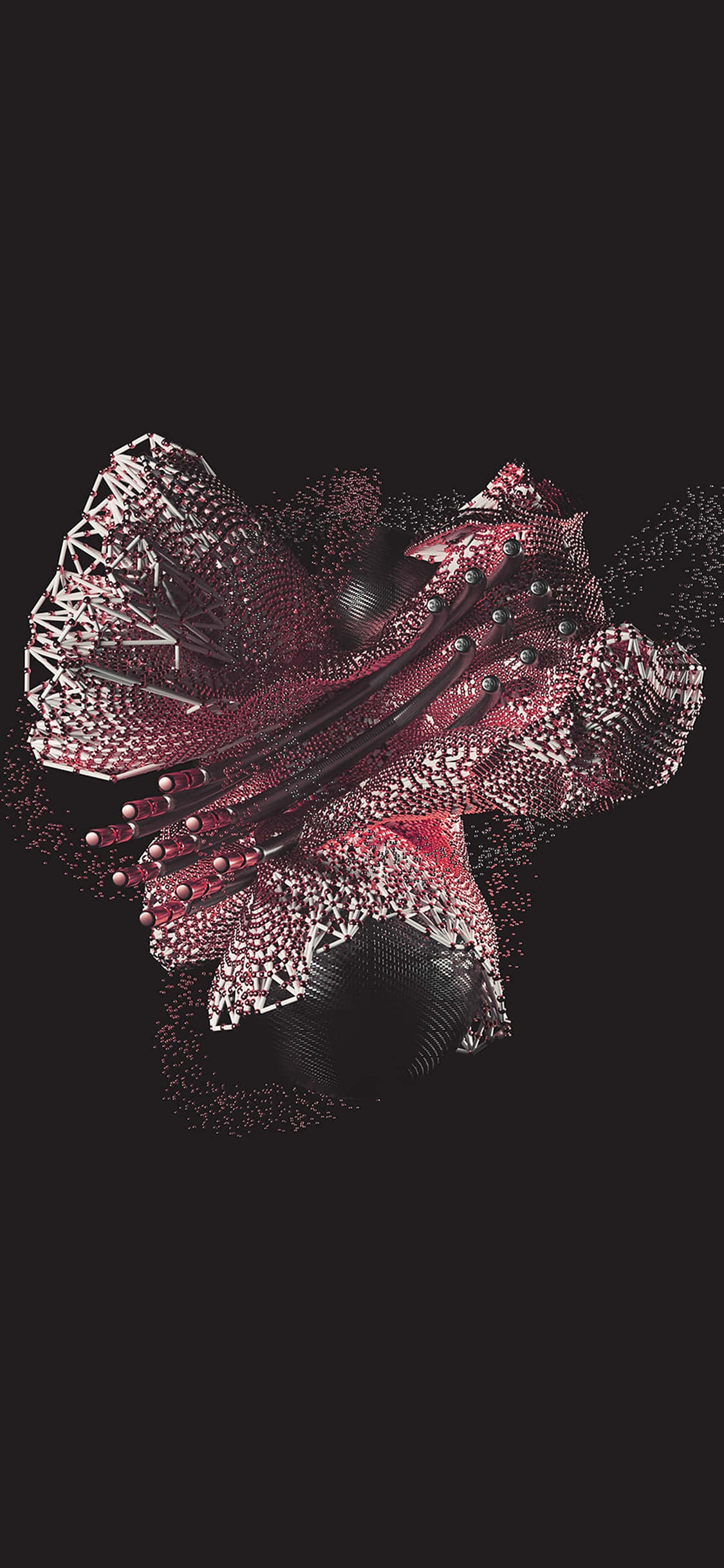 abstract particle explosion art, red and silver geometric shards, particles, Full HD Phone Wallpaper