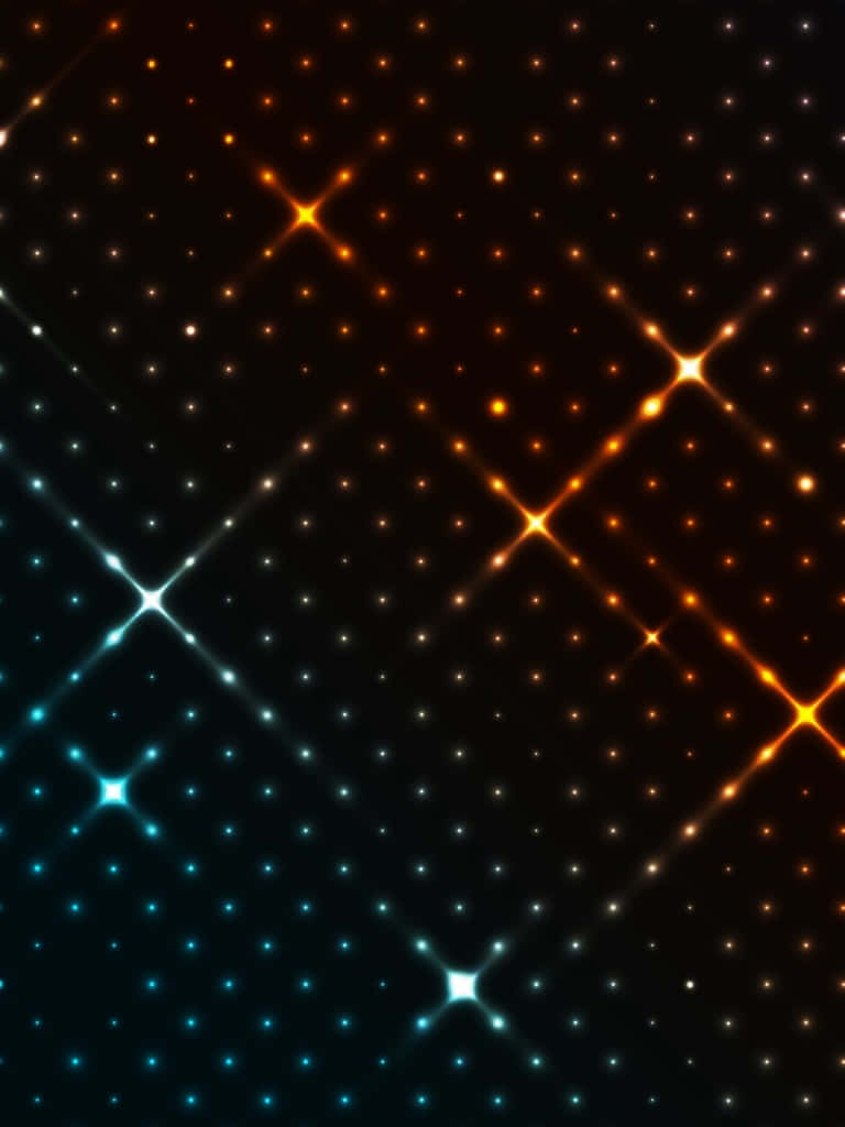 abstract light dot pattern, glowing orange, cyan starburst lights, SD Phone Wallpaper