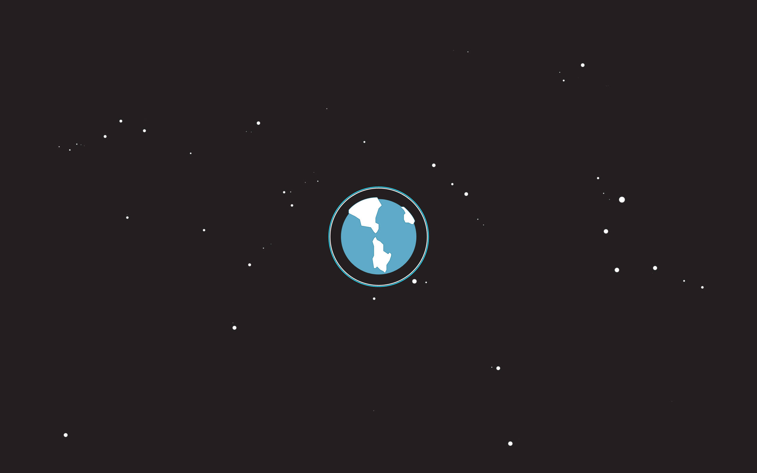 Simple HD Earth, blue and white globe icon, dark starry space, 2K Desktop Wallpaper