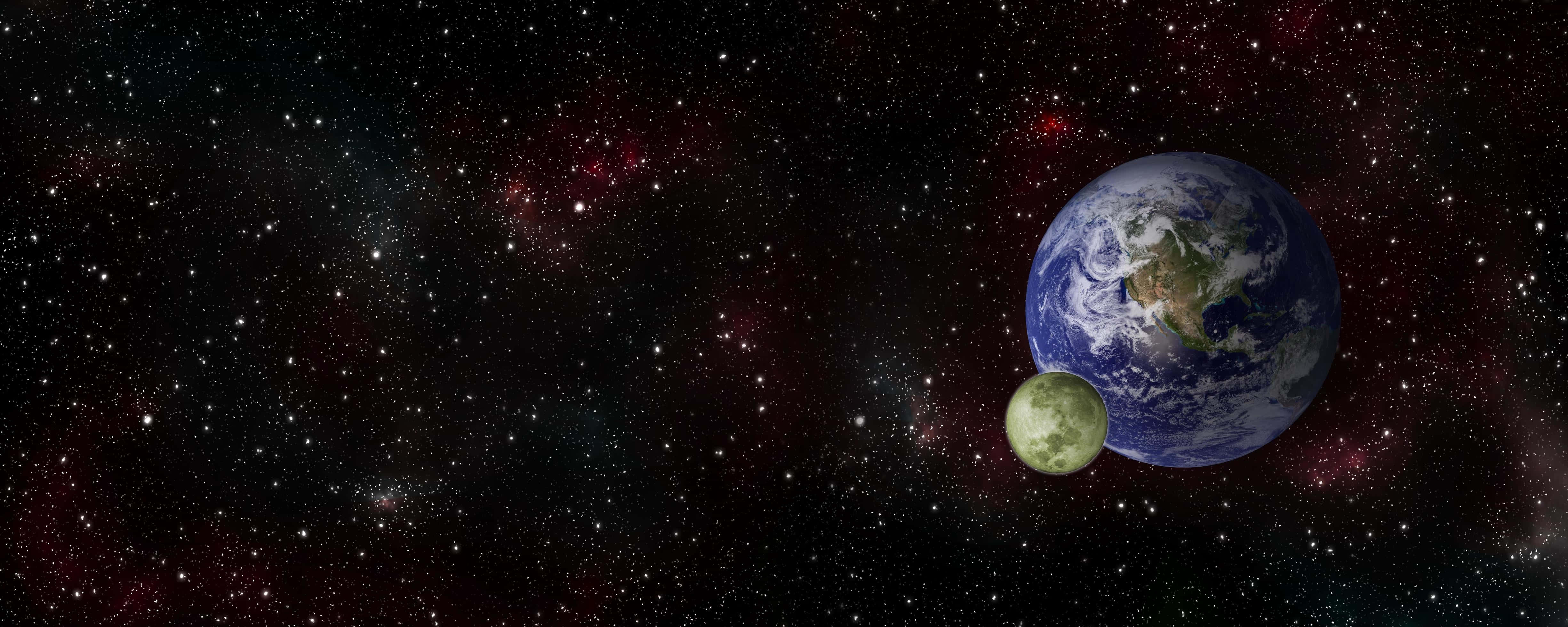 Earth, Moon, starry cosmic backdrop, 4K Desktop Wallpaper