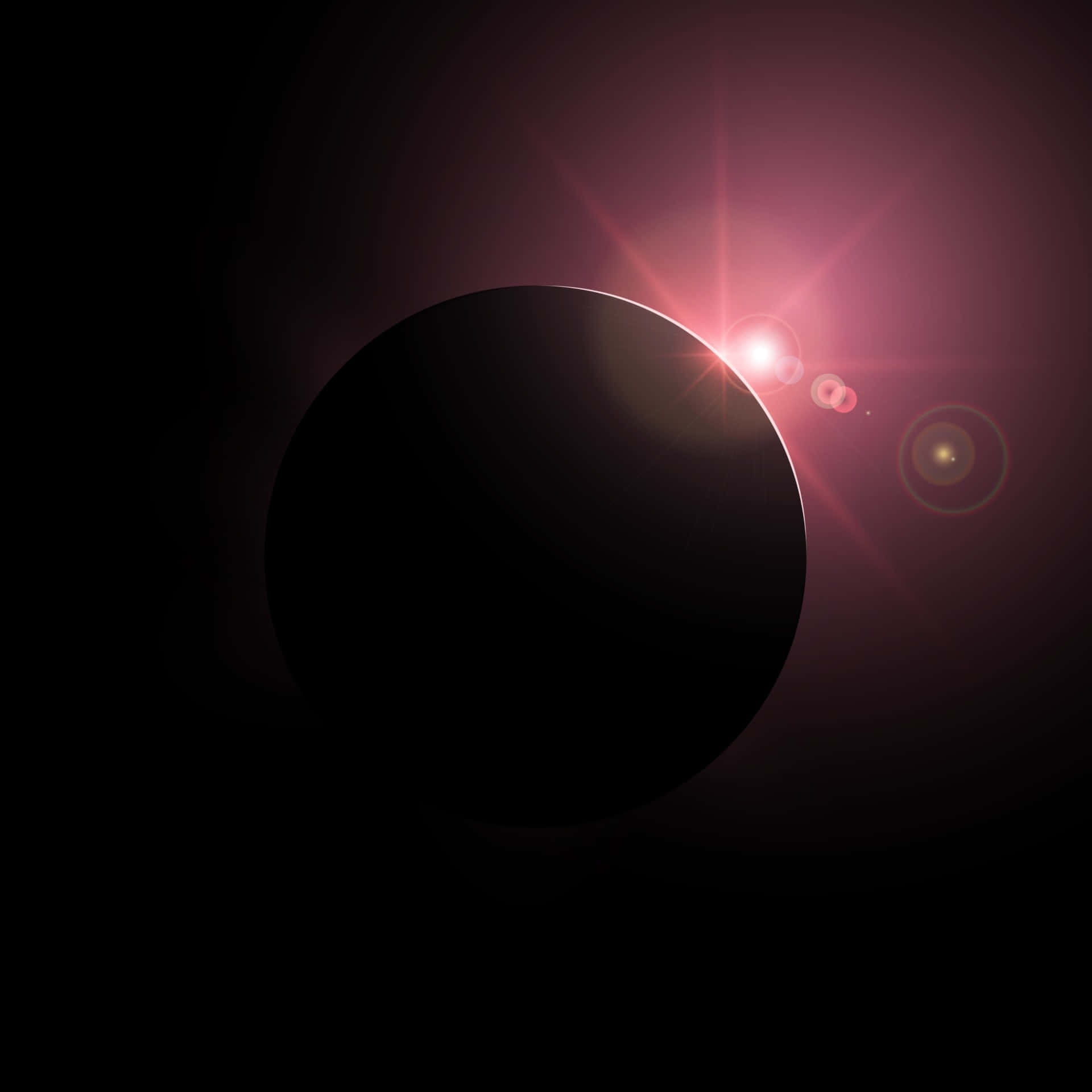 solar eclipse, pink sunburst, lens flares, Full HD Desktop Wallpaper
