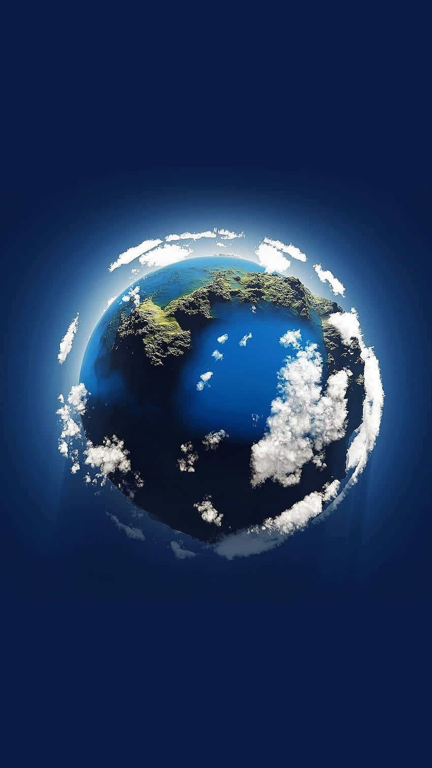Abstract Blue Earthwith Clouds, fisheye view, Earth, HD Phone Wallpaper