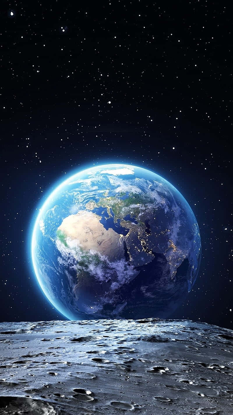 Earth, moon surface, cratered gray surface, HD Phone Wallpaper