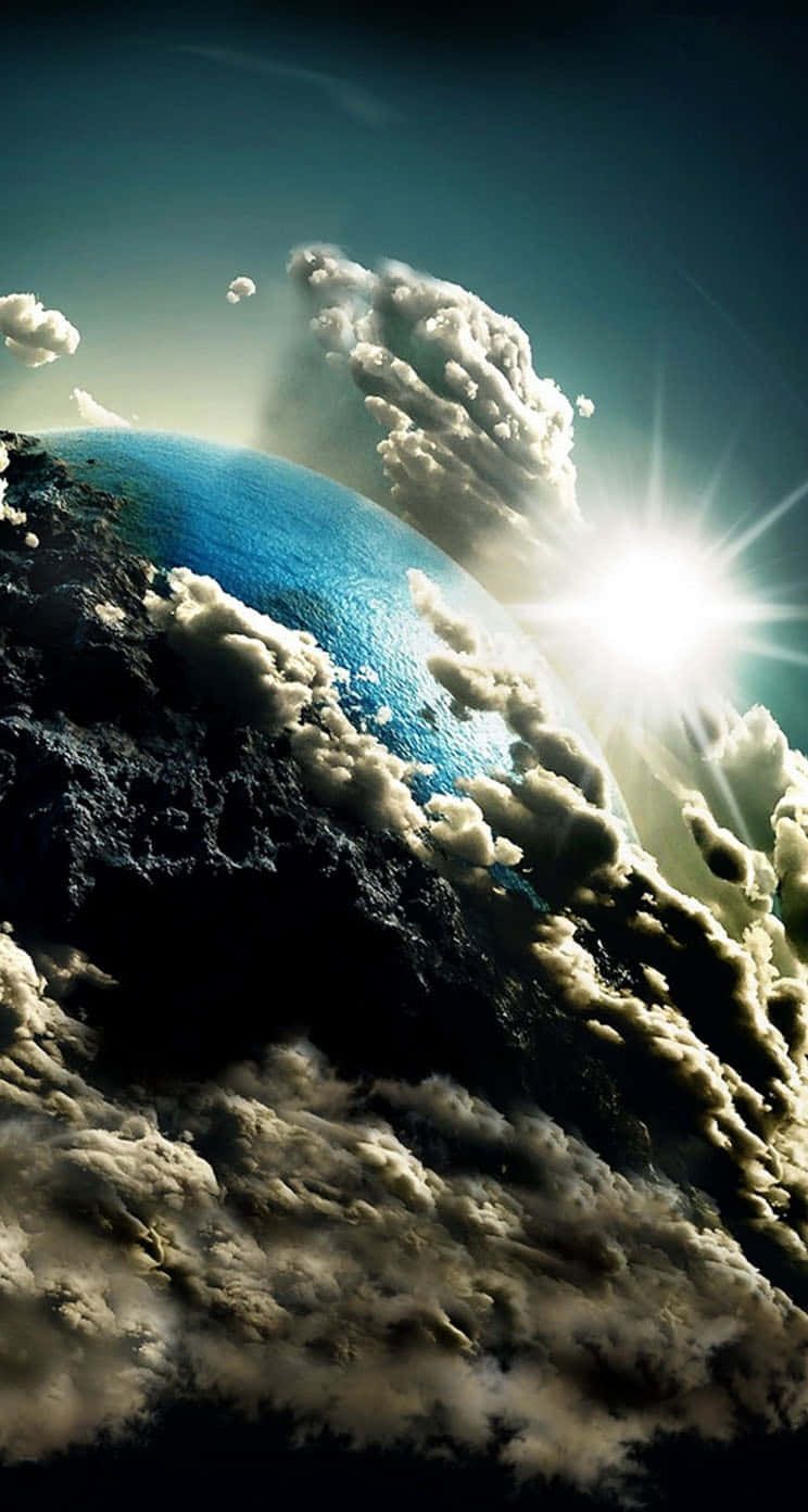Earth, vibrant blue planet, swirling white clouds, HD Phone Wallpaper