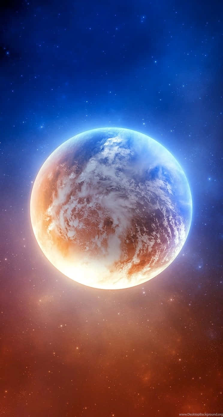 Starry Earth Glow, glowing planet, swirling orange and blue clouds, HD Phone Wallpaper