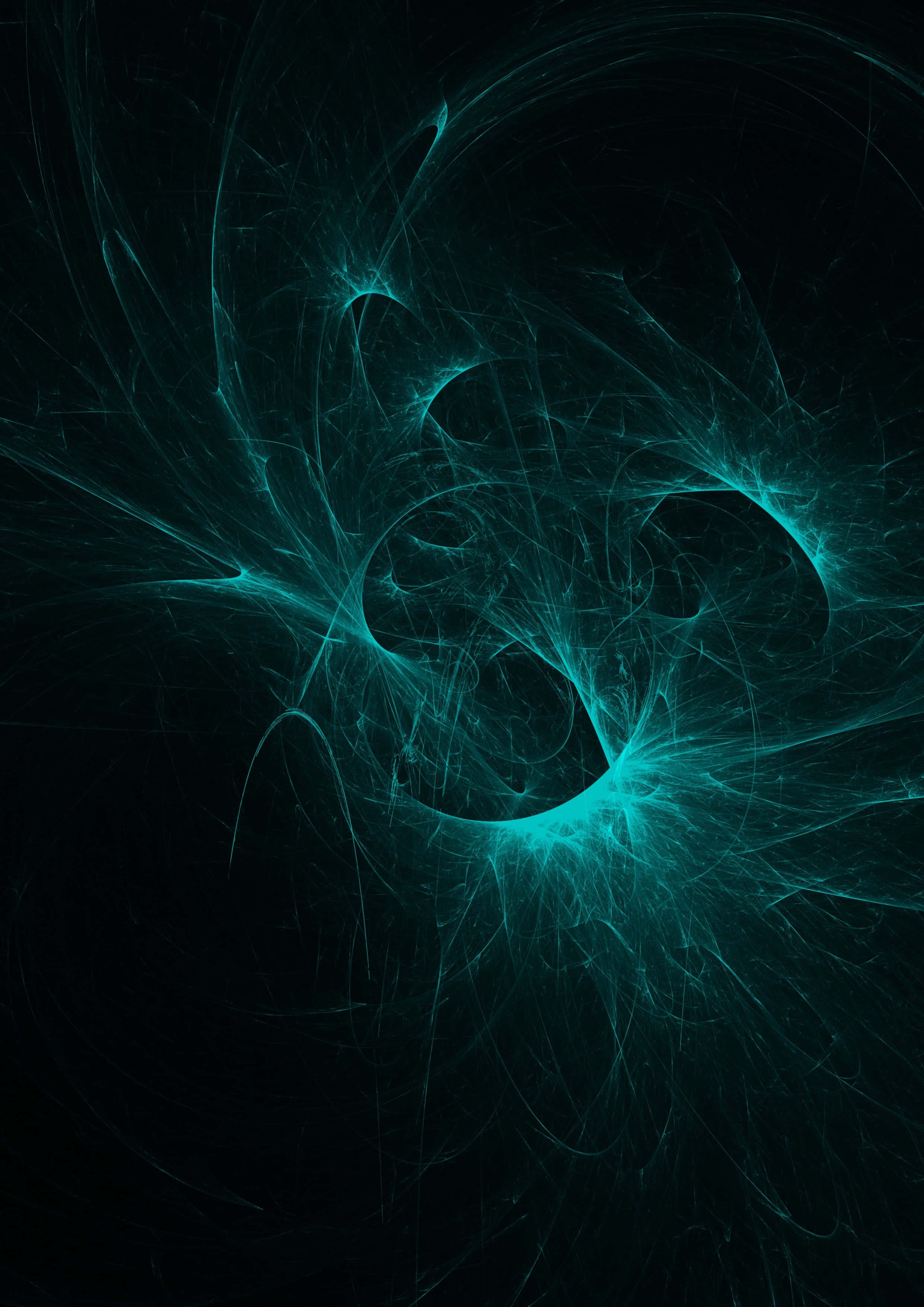 Abstract Energy, teal, fractal tendrils, 2K Phone Wallpaper