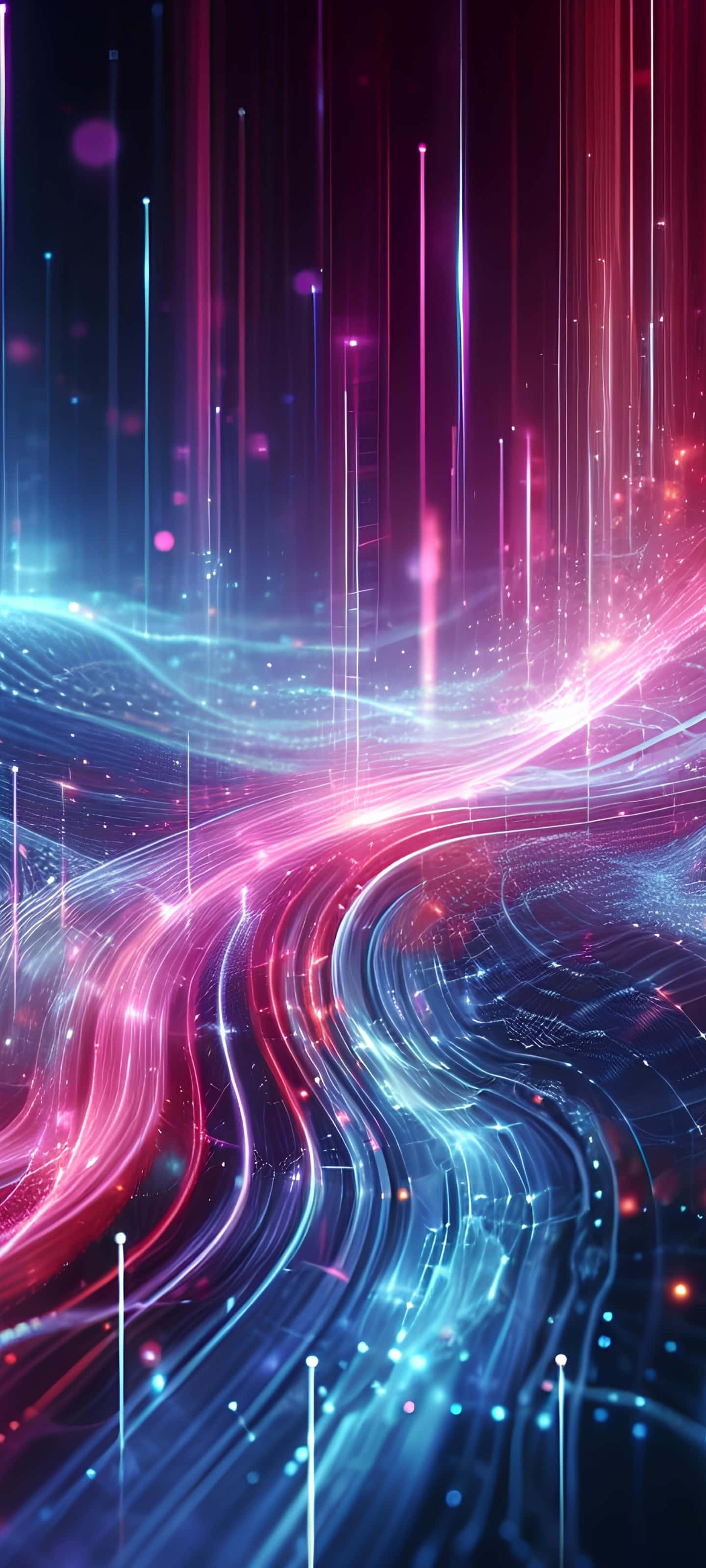 Abstract Energy, vibrant pink, blue digital light streams, 2K Phone Wallpaper