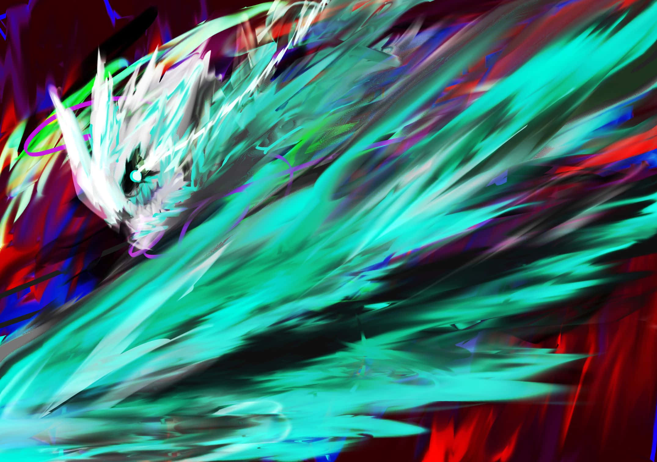 abstract kaiju energy surge, white dragon, glowing eyes, Full HD Desktop Wallpaper