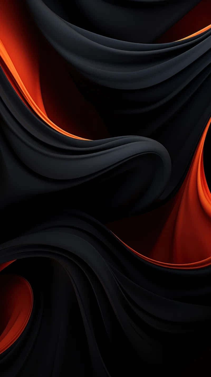 abstract redand black waves, sleek black fabric, fiery orange edges, HD Phone Wallpaper