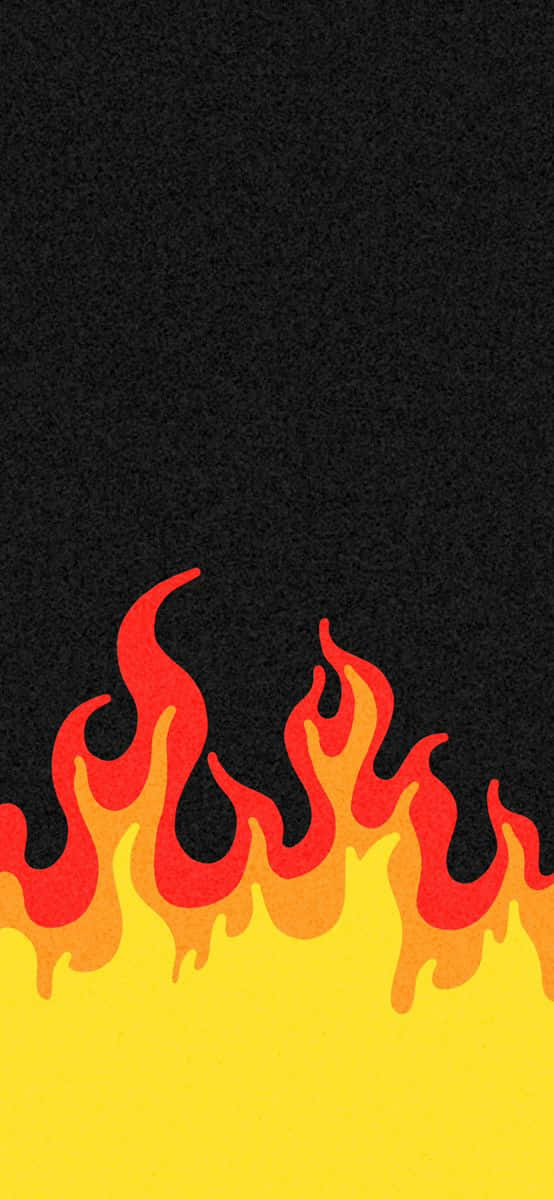 Aesthetic Bright Fire Vector Art, red orange and yellow, black textured background, SD Phone Wallpaper