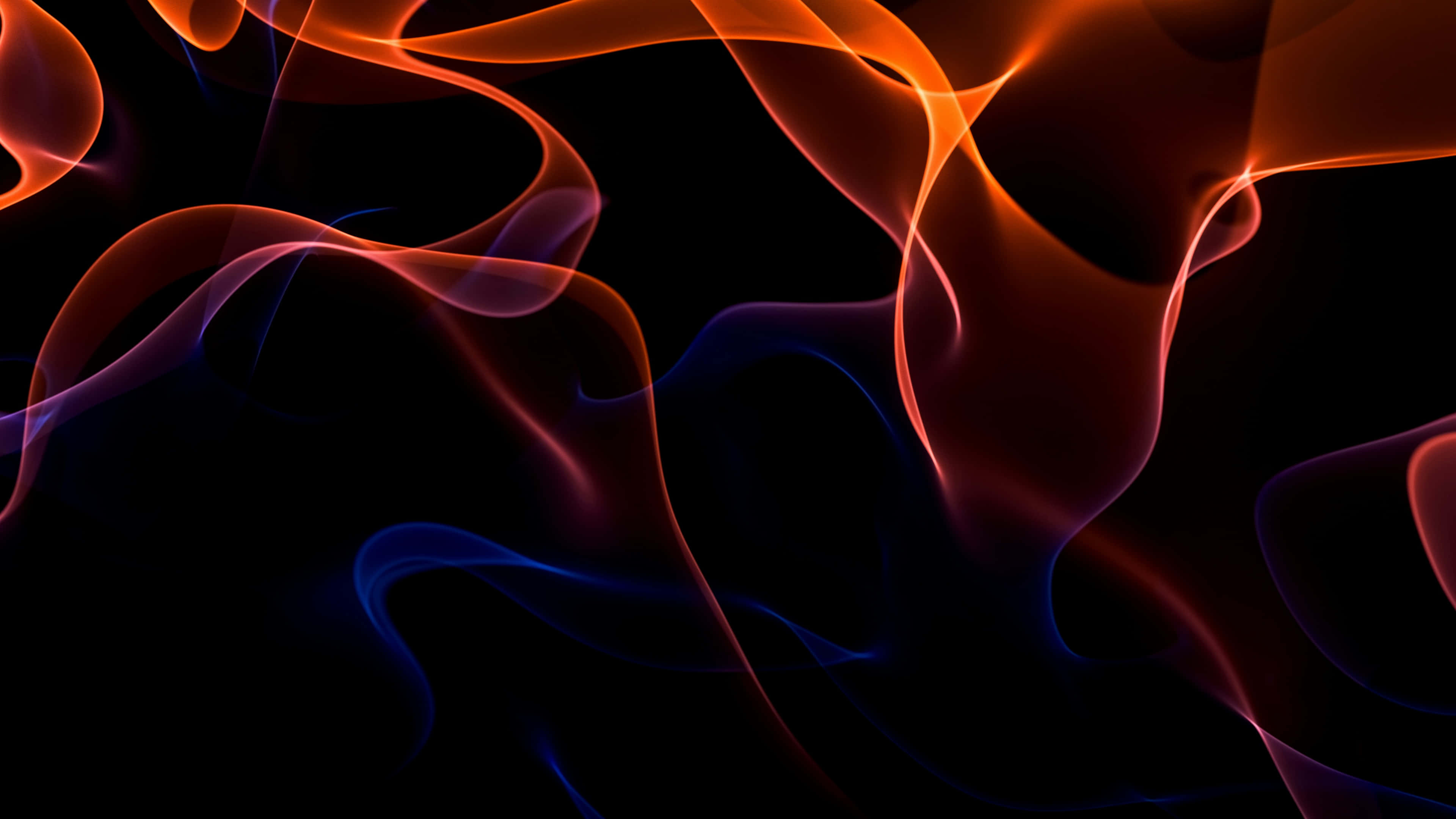 Abstract Fire Dance, vibrant orange, blue smoke, 4K Desktop Wallpaper