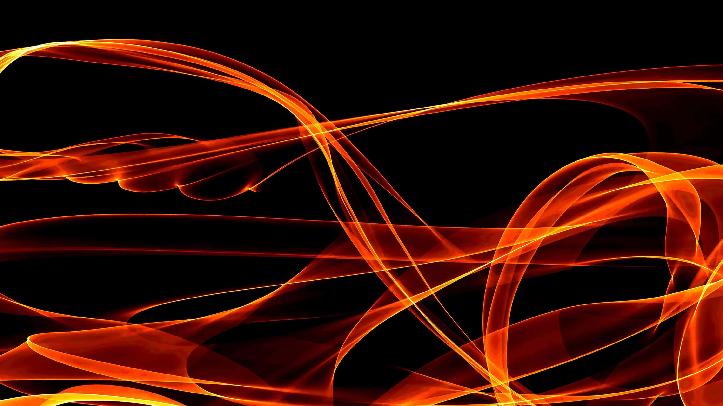 Abstract Flame Art, vibrant orange glowing ribbons, deep black background, 2K Desktop Wallpaper