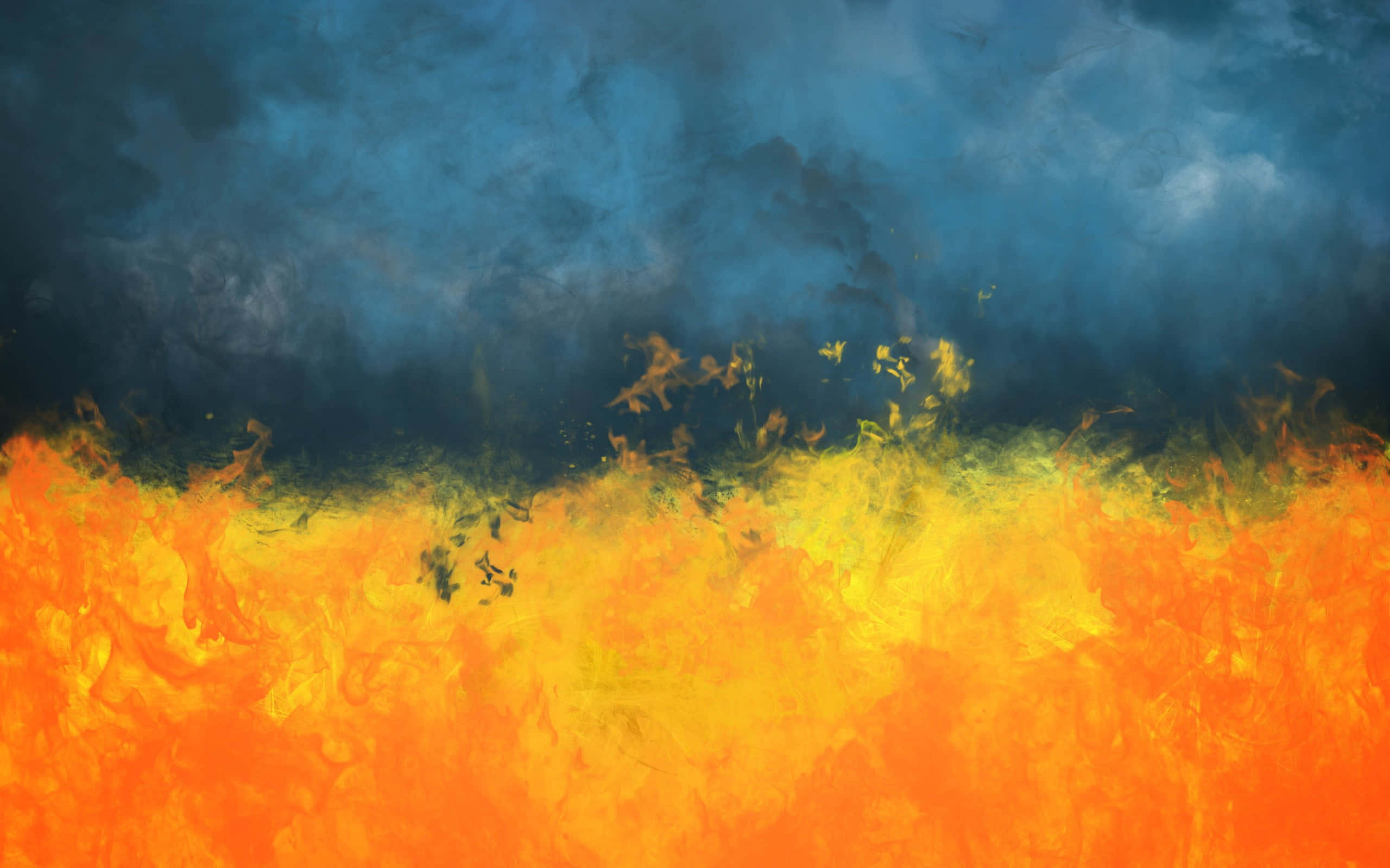 abstract infernoand smoke, fiery orange, yellow strokes, 2K Desktop Wallpaper