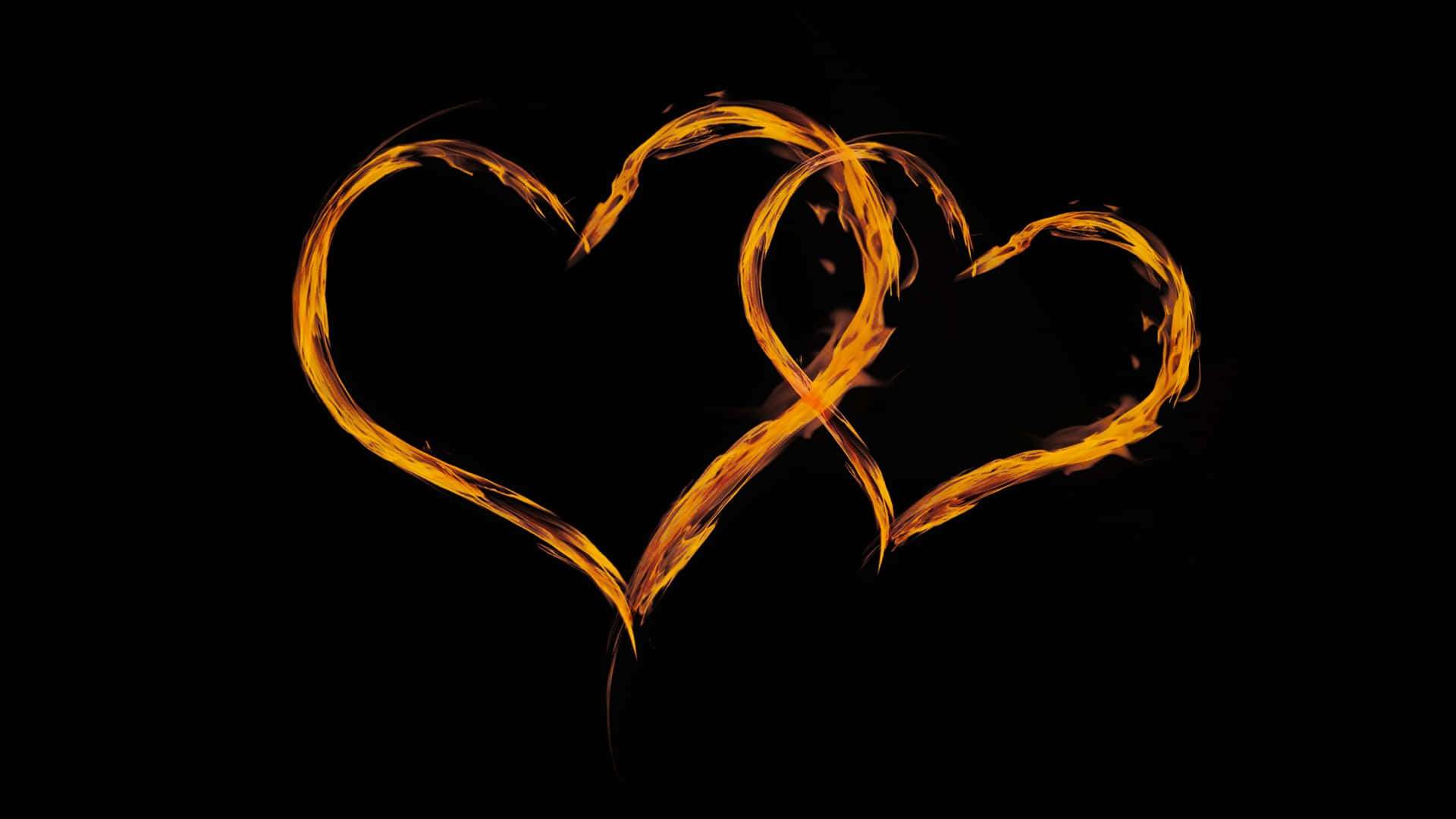 flaming heart art, fiery hearts, orange and yellow flames, Full HD Desktop Wallpaper