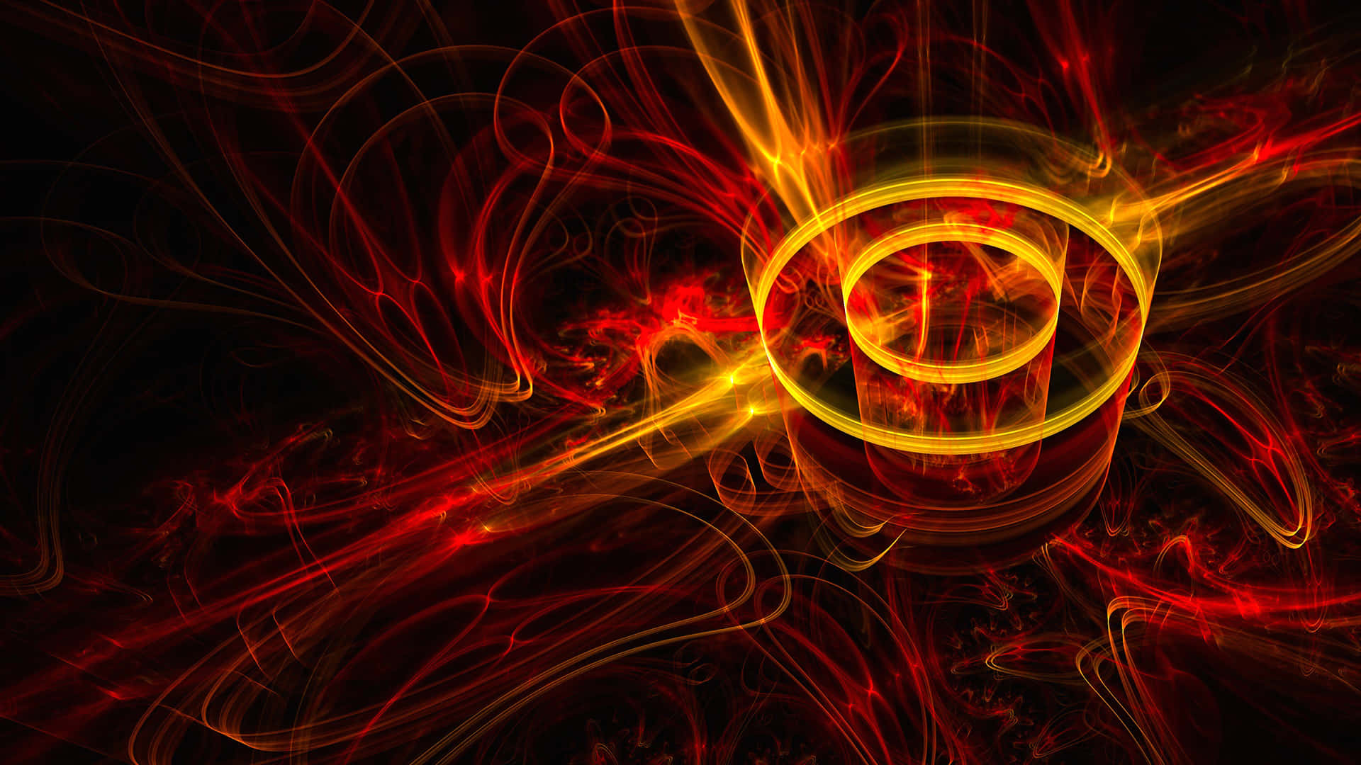 vivid inferno, golden torus, fiery red and orange energy, Full HD Desktop Wallpaper