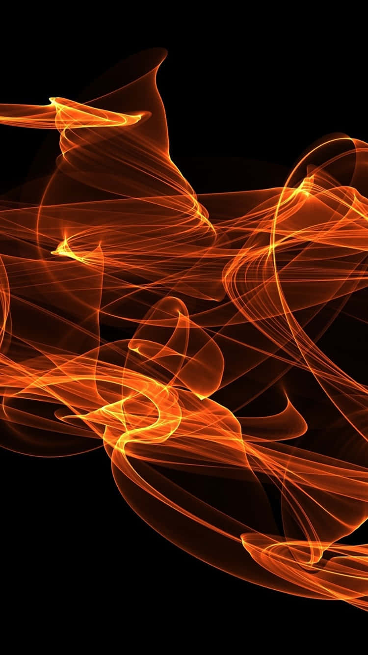 Abstract Flame Artwork, vibrant orange glowing fractal lines, pure black background, HD Phone Wallpaper