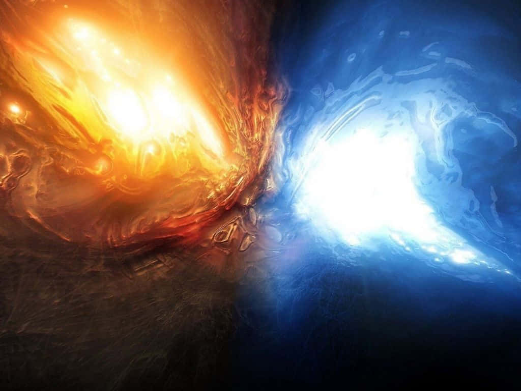 Abstract Fire, fiery orange, icy blue, SD Desktop Wallpaper