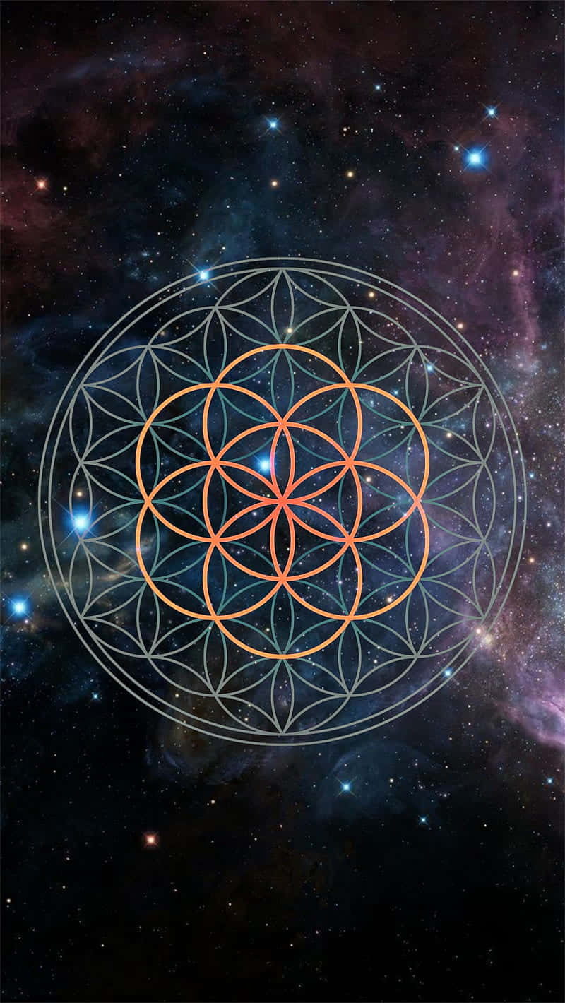 Flower Of Life diagram, orange, silver, HD Phone Wallpaper