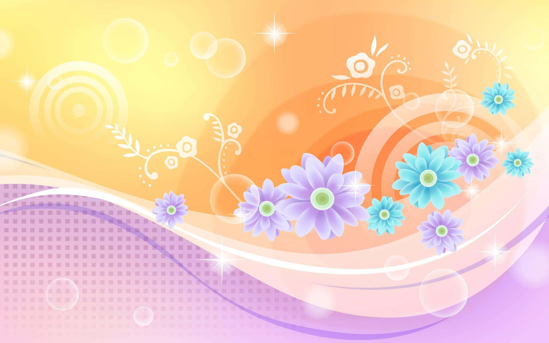 abstract floral design, vibrant gradient, flowing waves swirls, Full HD Desktop Wallpaper