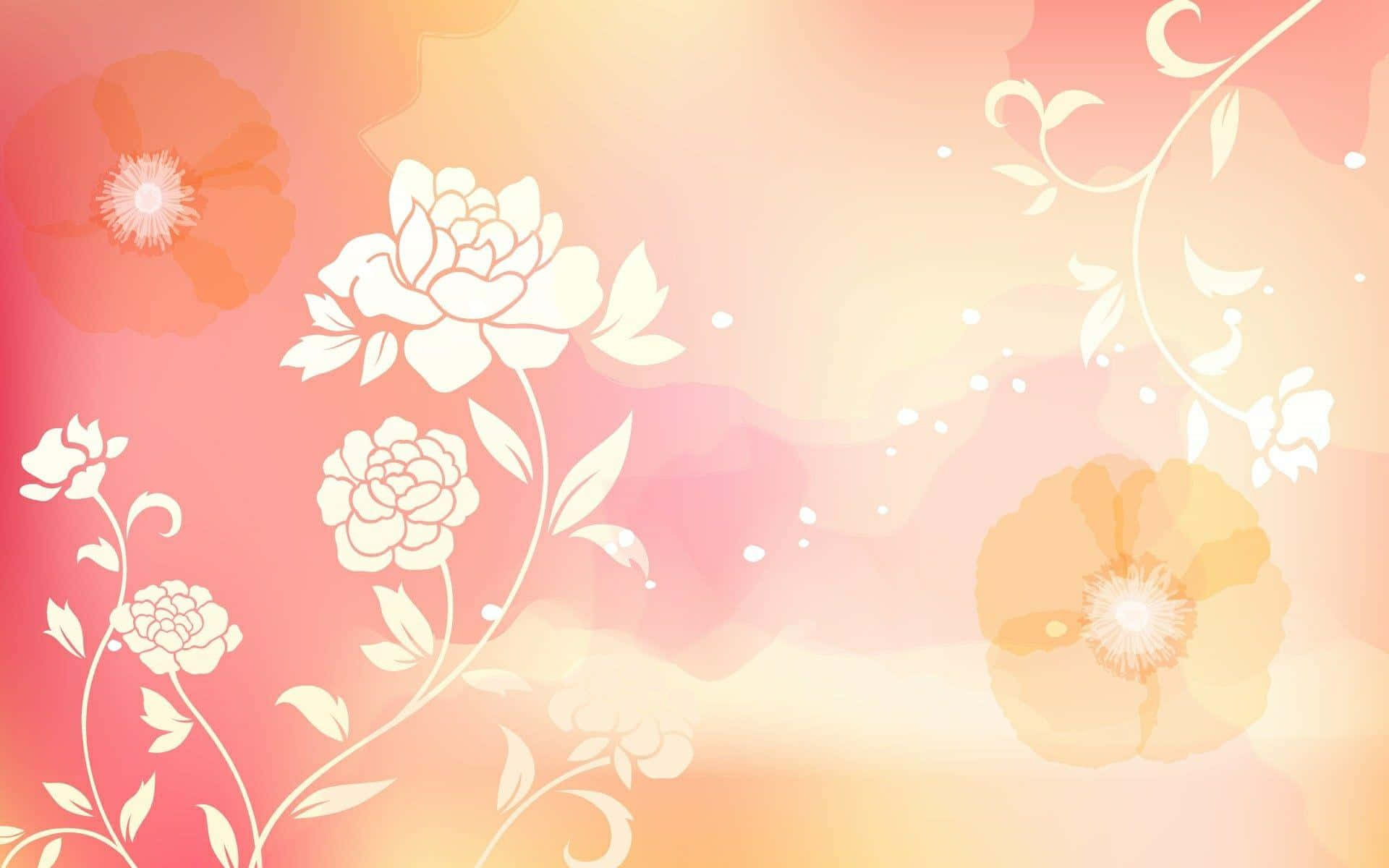 abstract floral background, pink gradient, peach and orange hues, Full HD Desktop Wallpaper