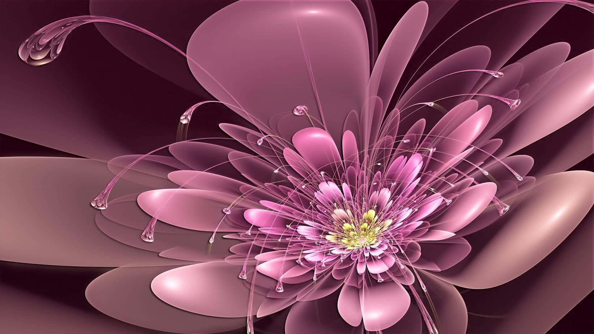 abstract pink flower, fractal flower, pink petals, Full HD Desktop Wallpaper