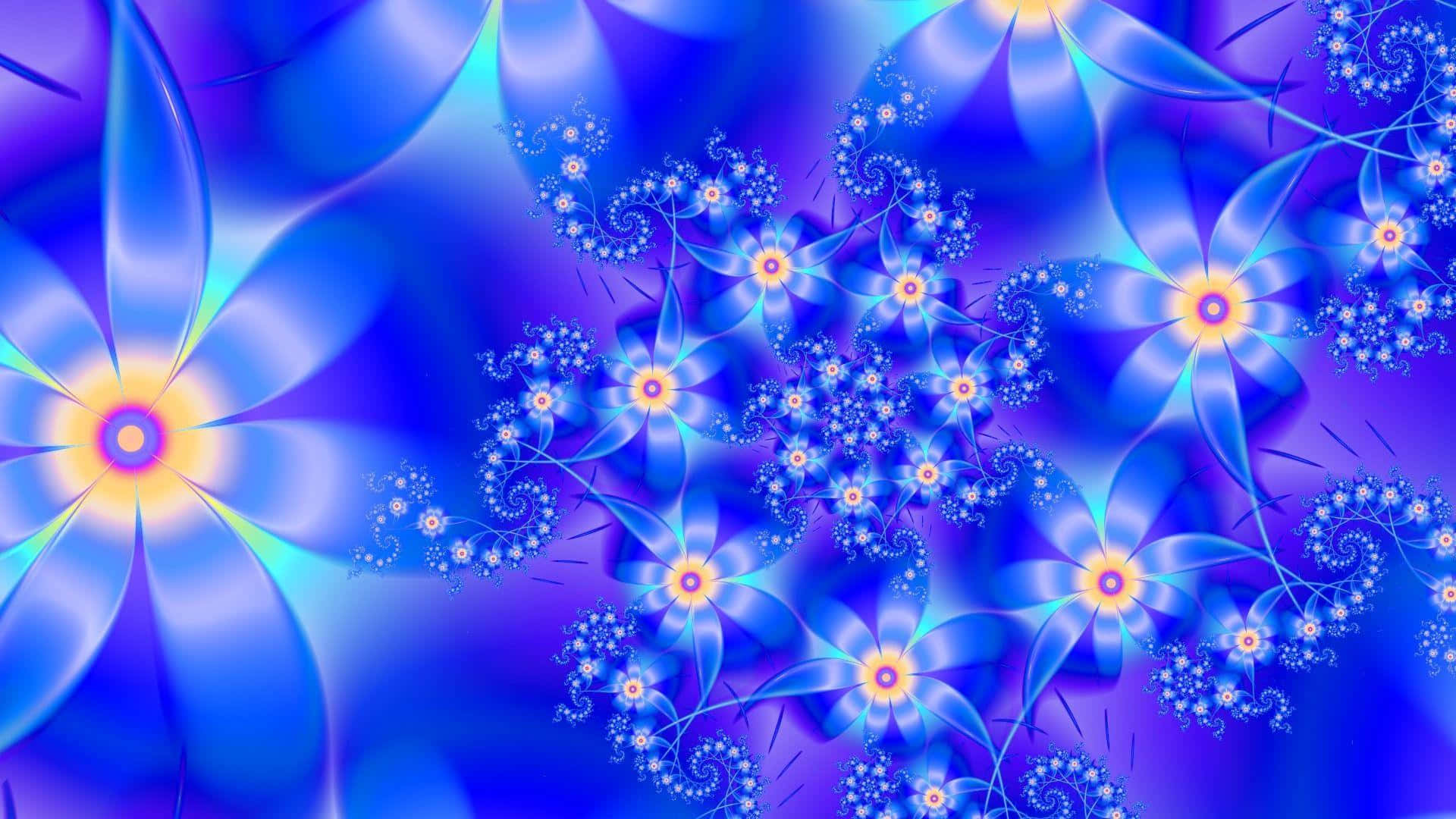 vibrant blue, glowing yellow centers, swirling digital canvas, Full HD Desktop Wallpaper