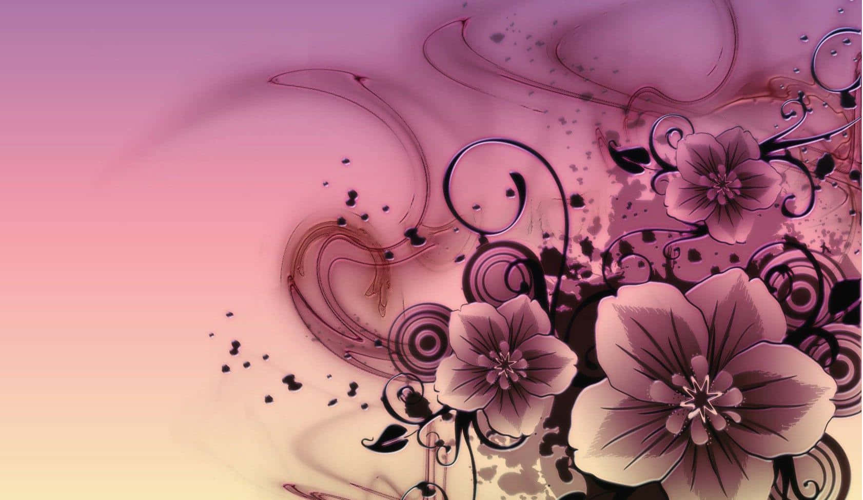 abstract floral artwork, pink gradient, purple and pink floral swirls, HD Desktop Wallpaper